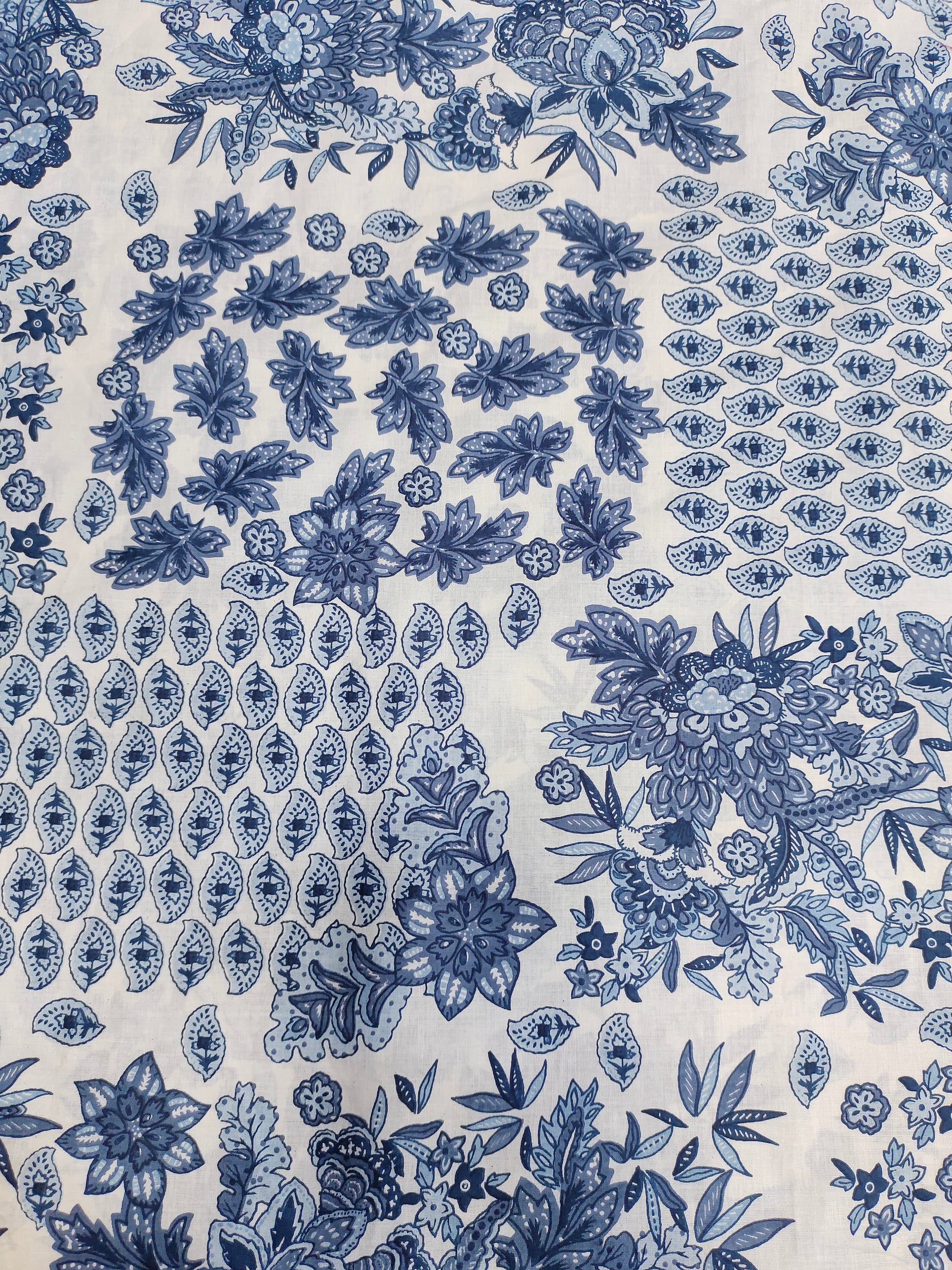 White base with blue all over print