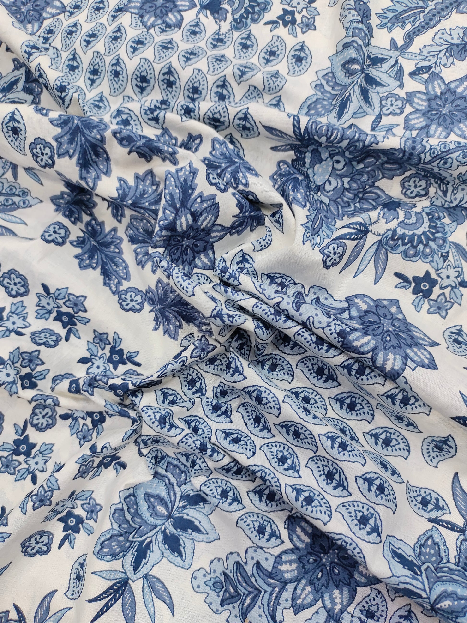 White base with blue all over print