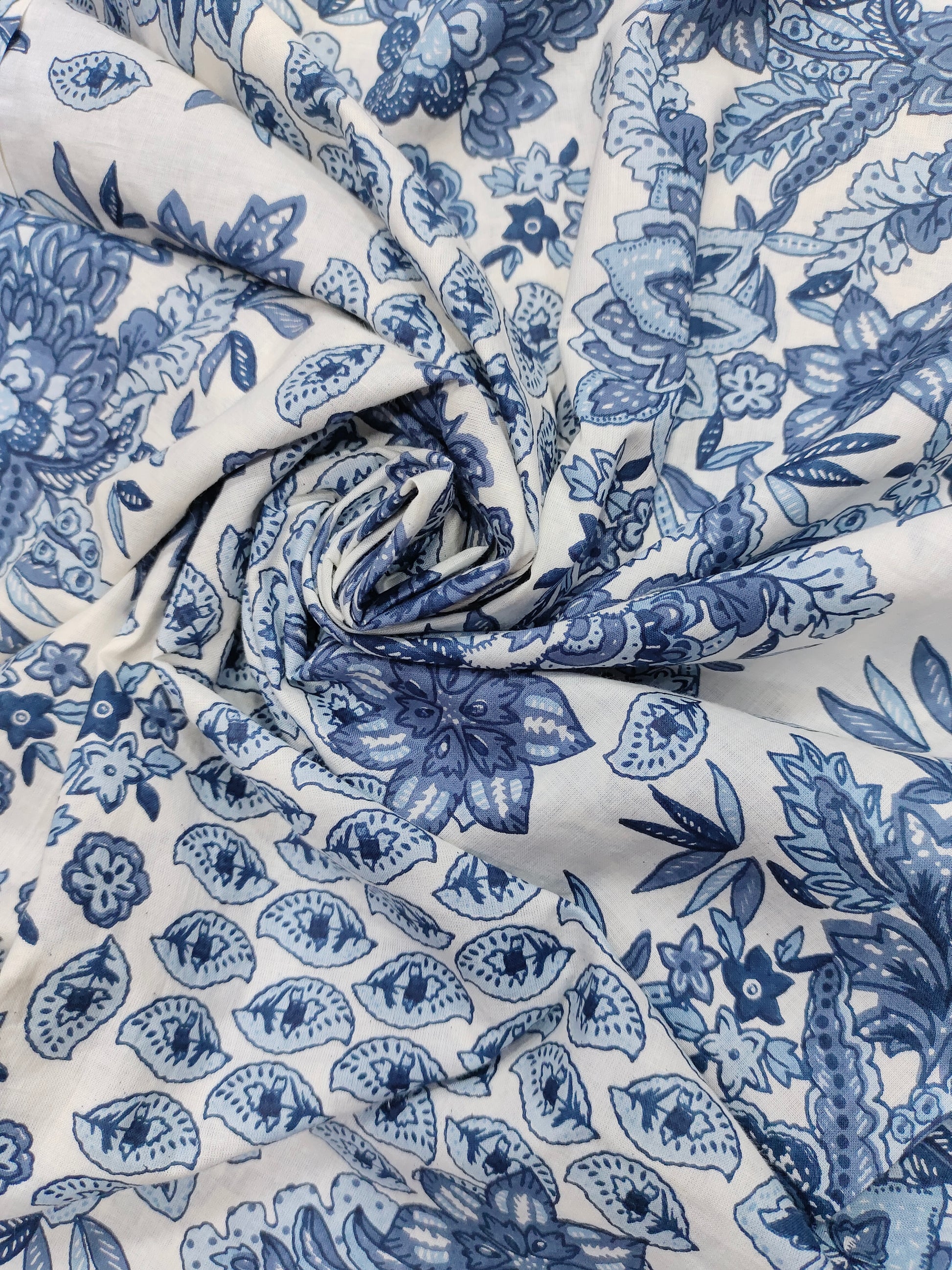 White base with blue all over print