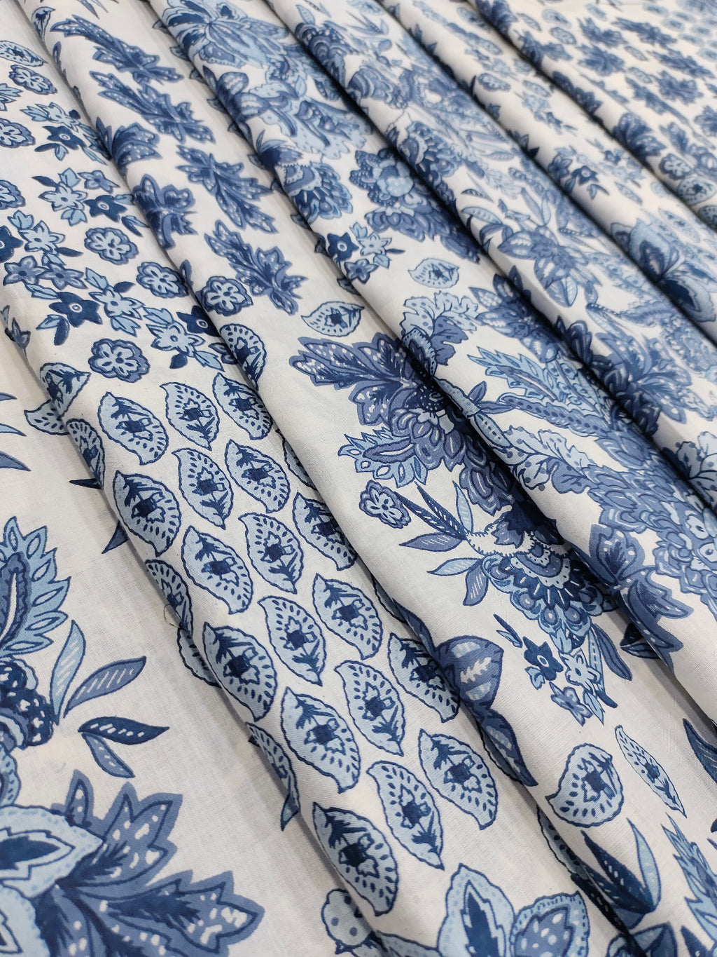 White base with blue all over print