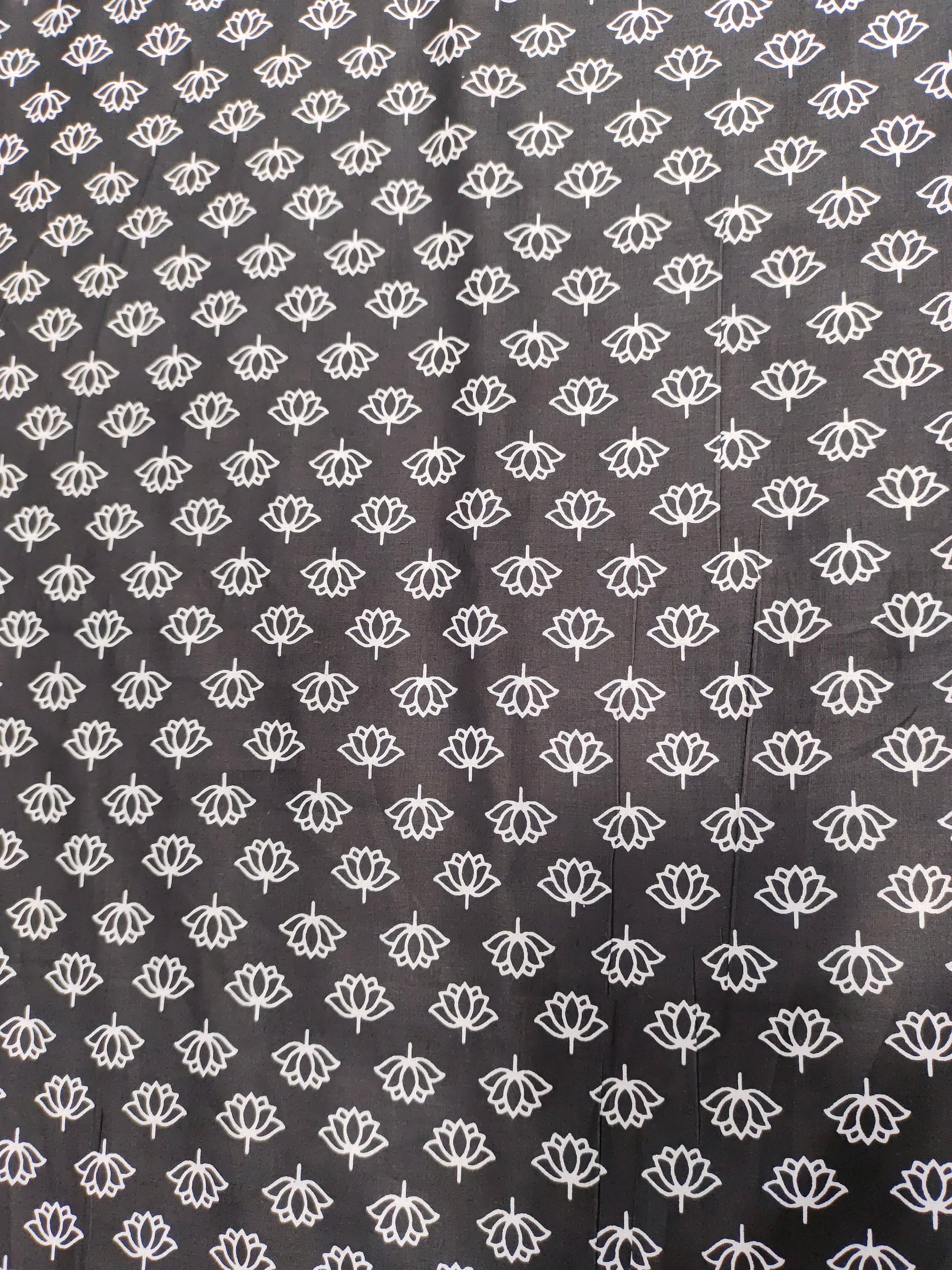 Black and white cotton sunflower print