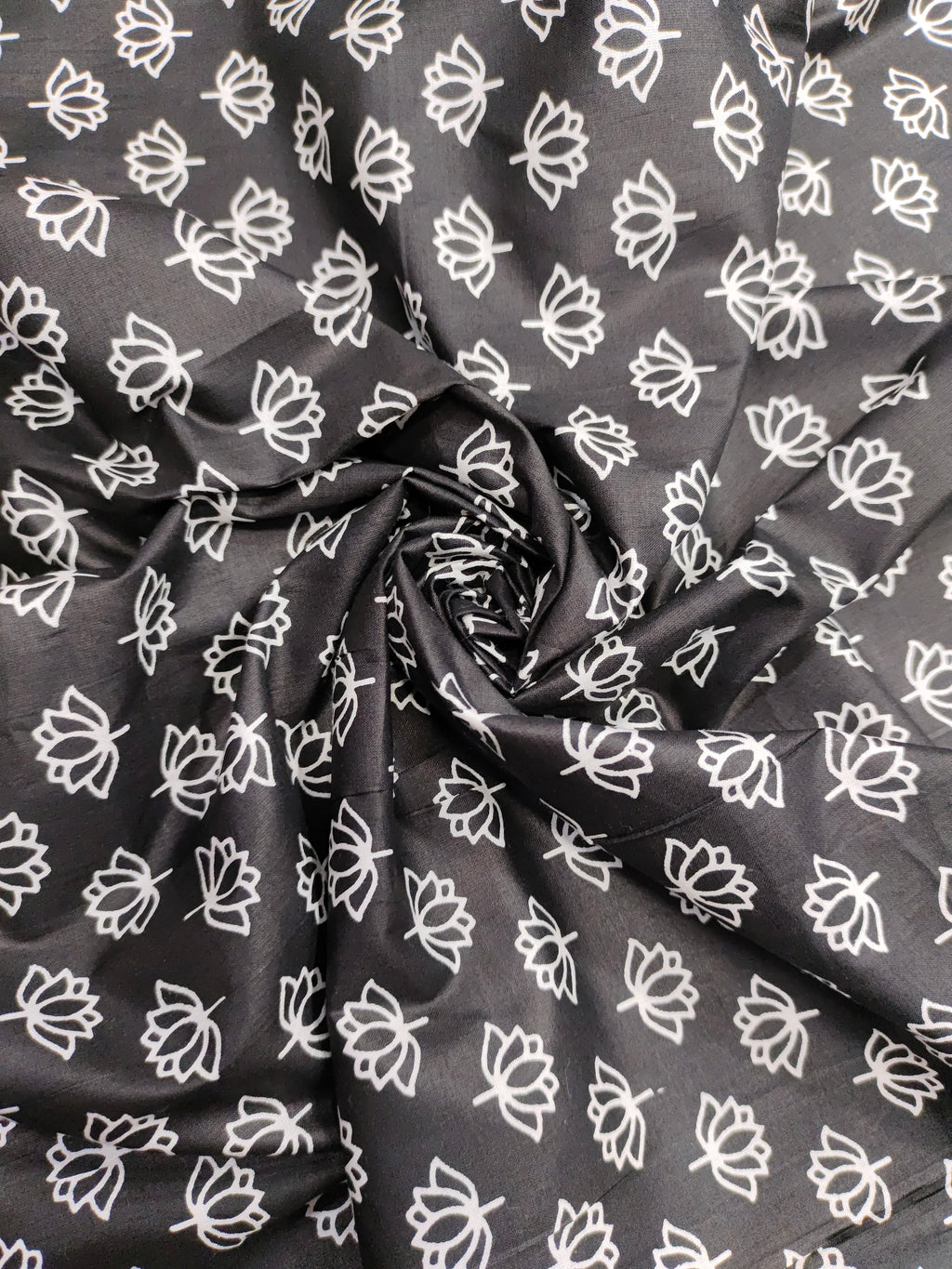 Black and white cotton sunflower print