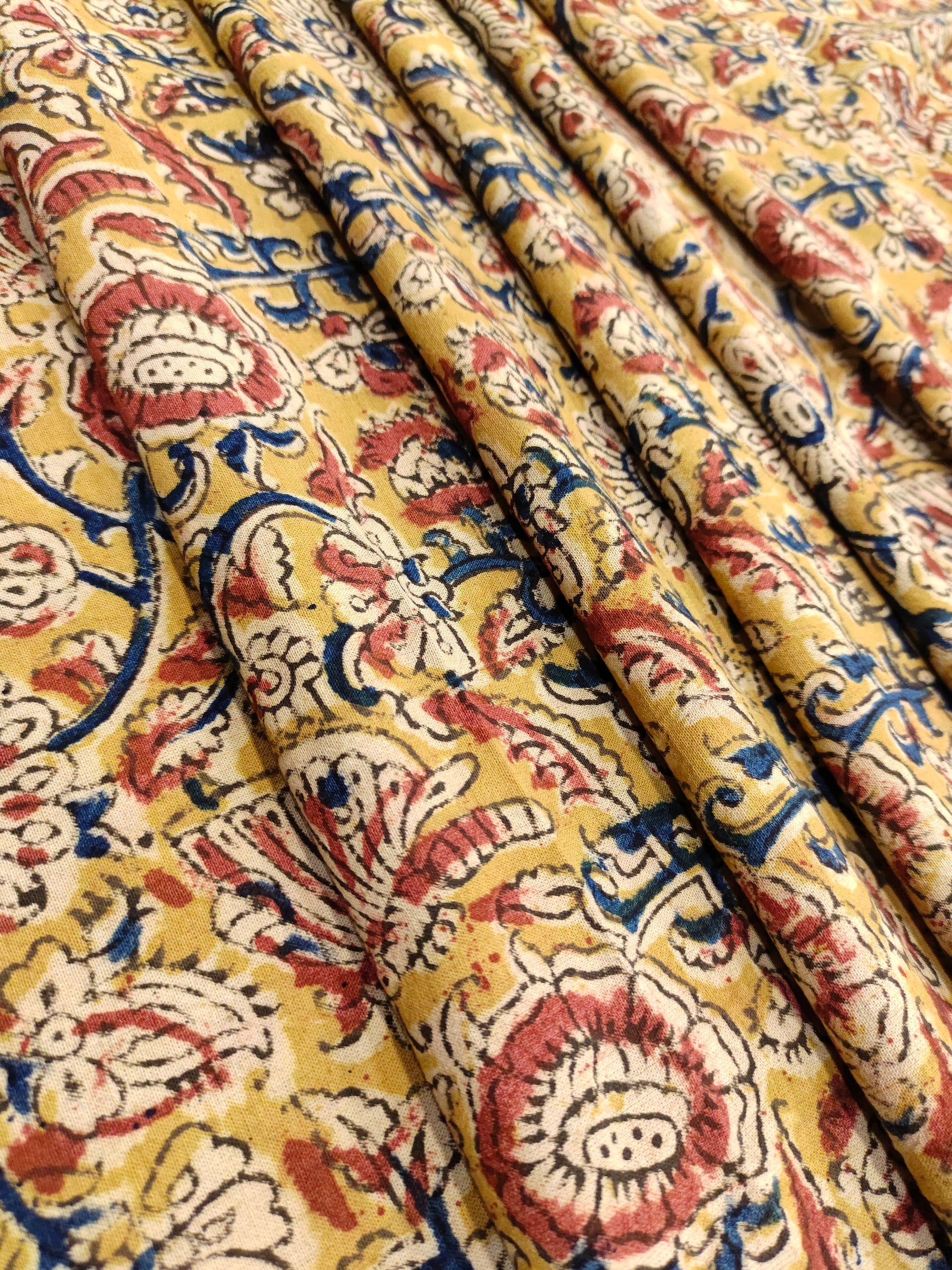 Jaipur cotton mustard kalamkari