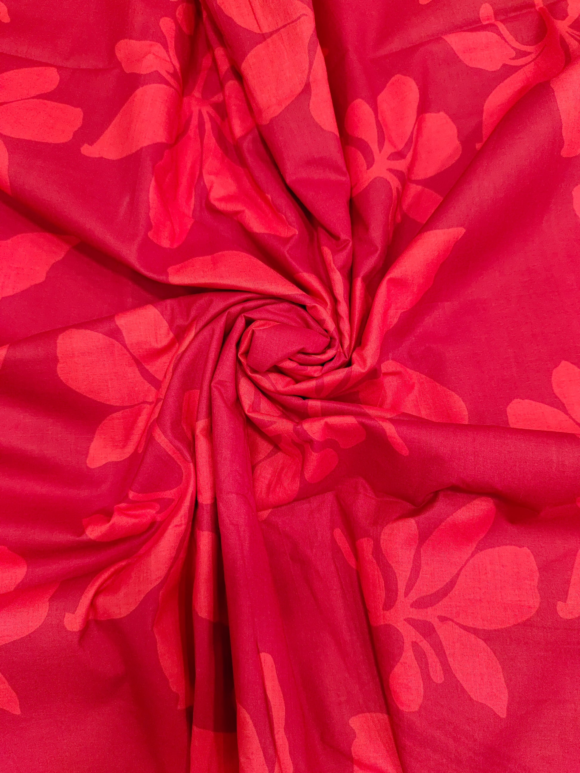 Red floral screen print