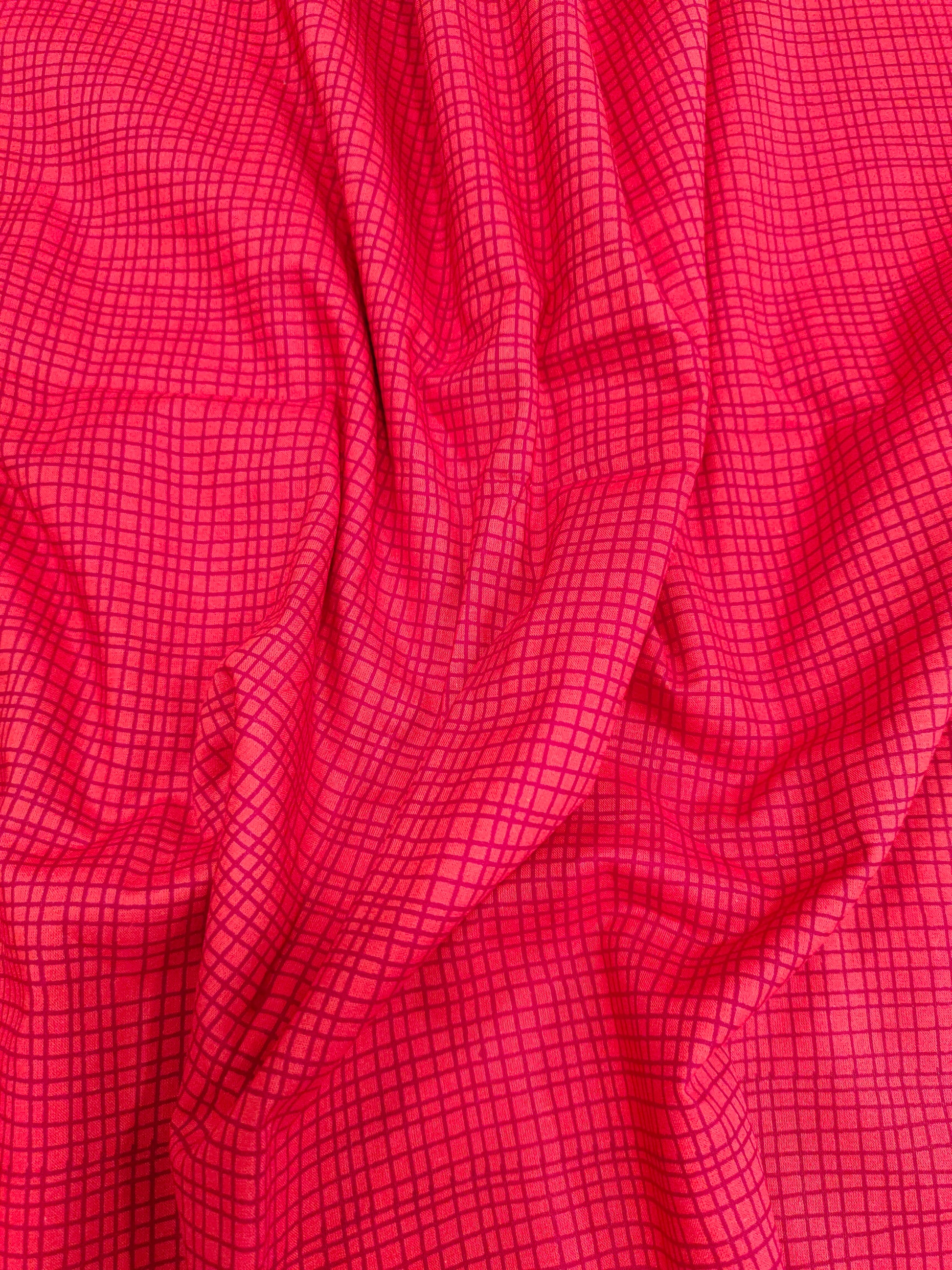 Red cotton screen with small checks