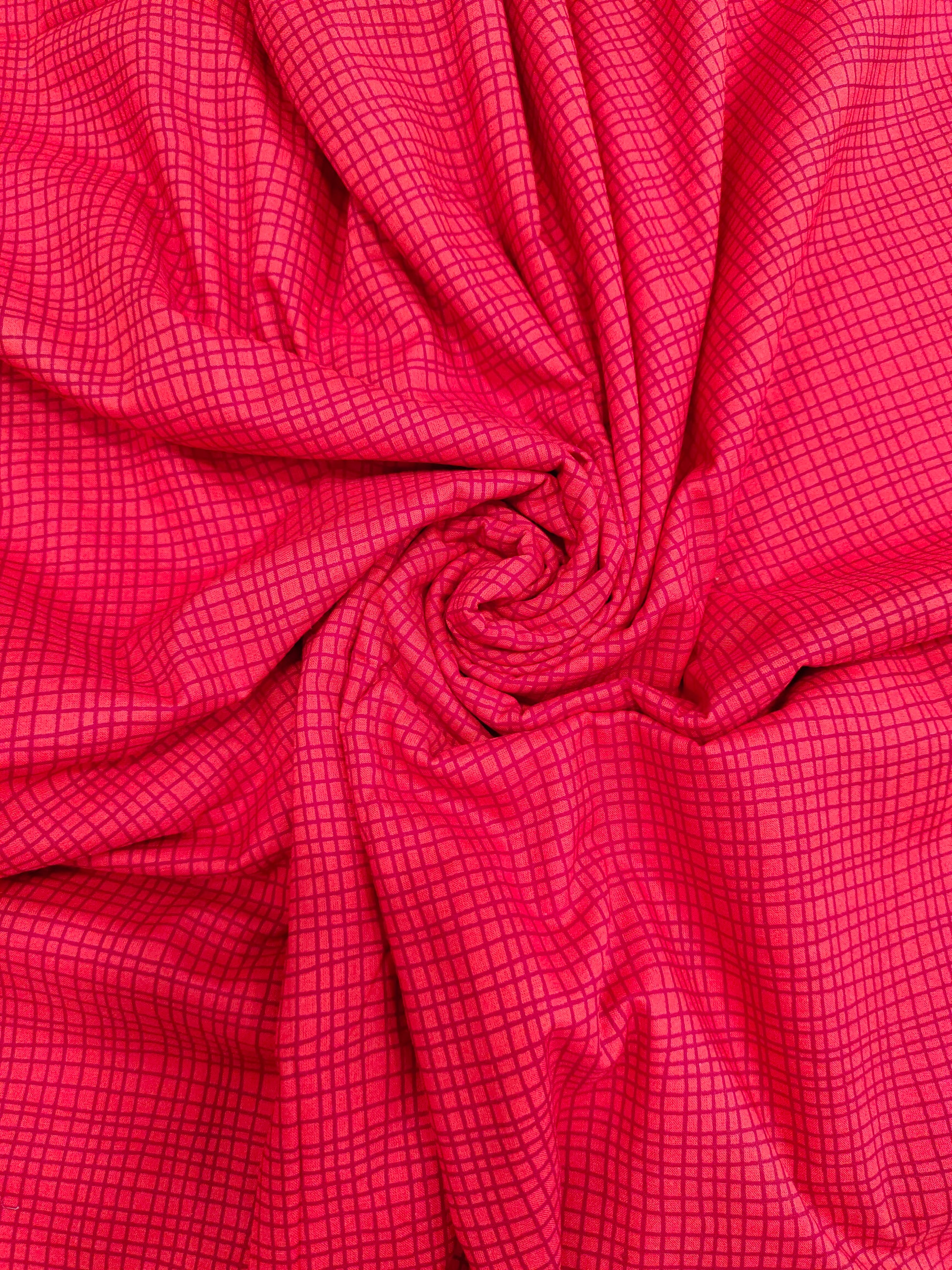 Red cotton screen with small checks