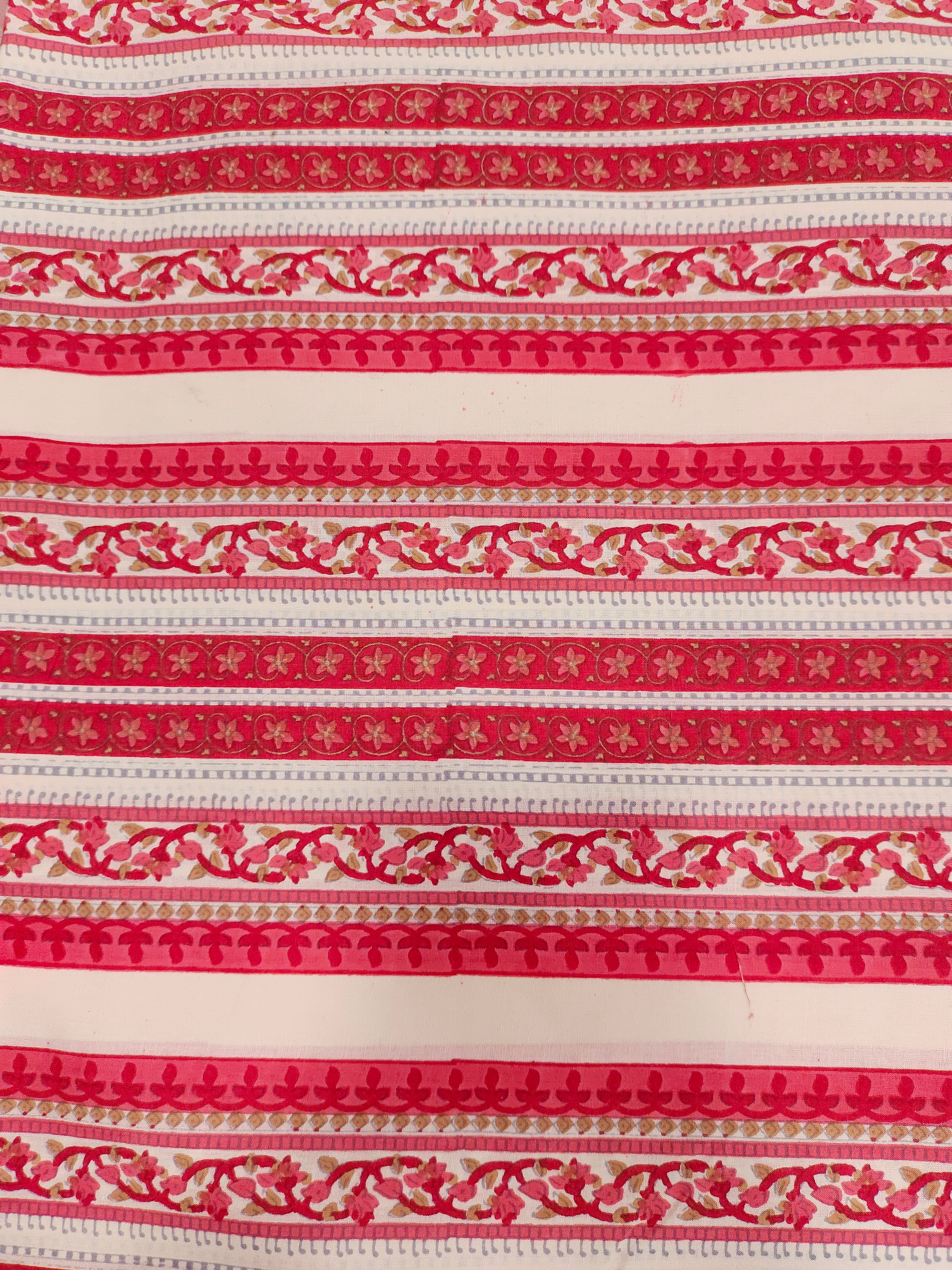 White base cotton stripes with red.
