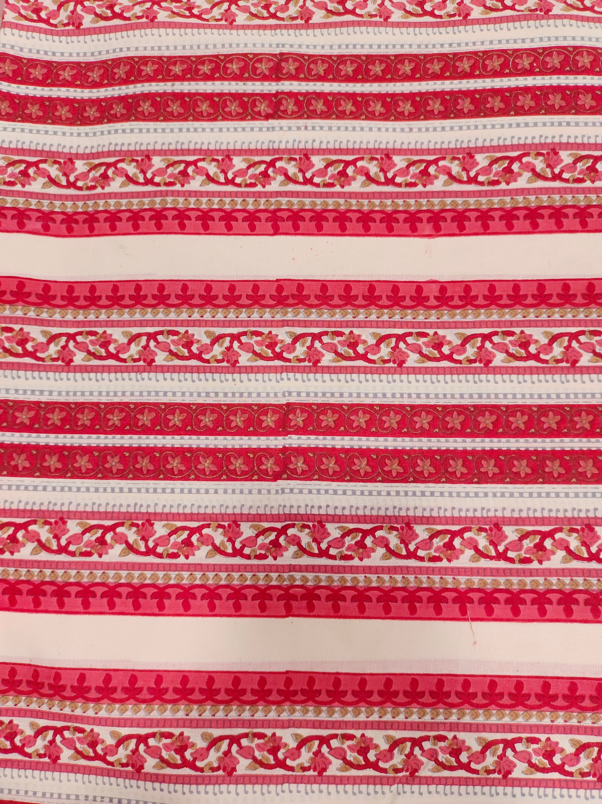 White base cotton stripes with red.