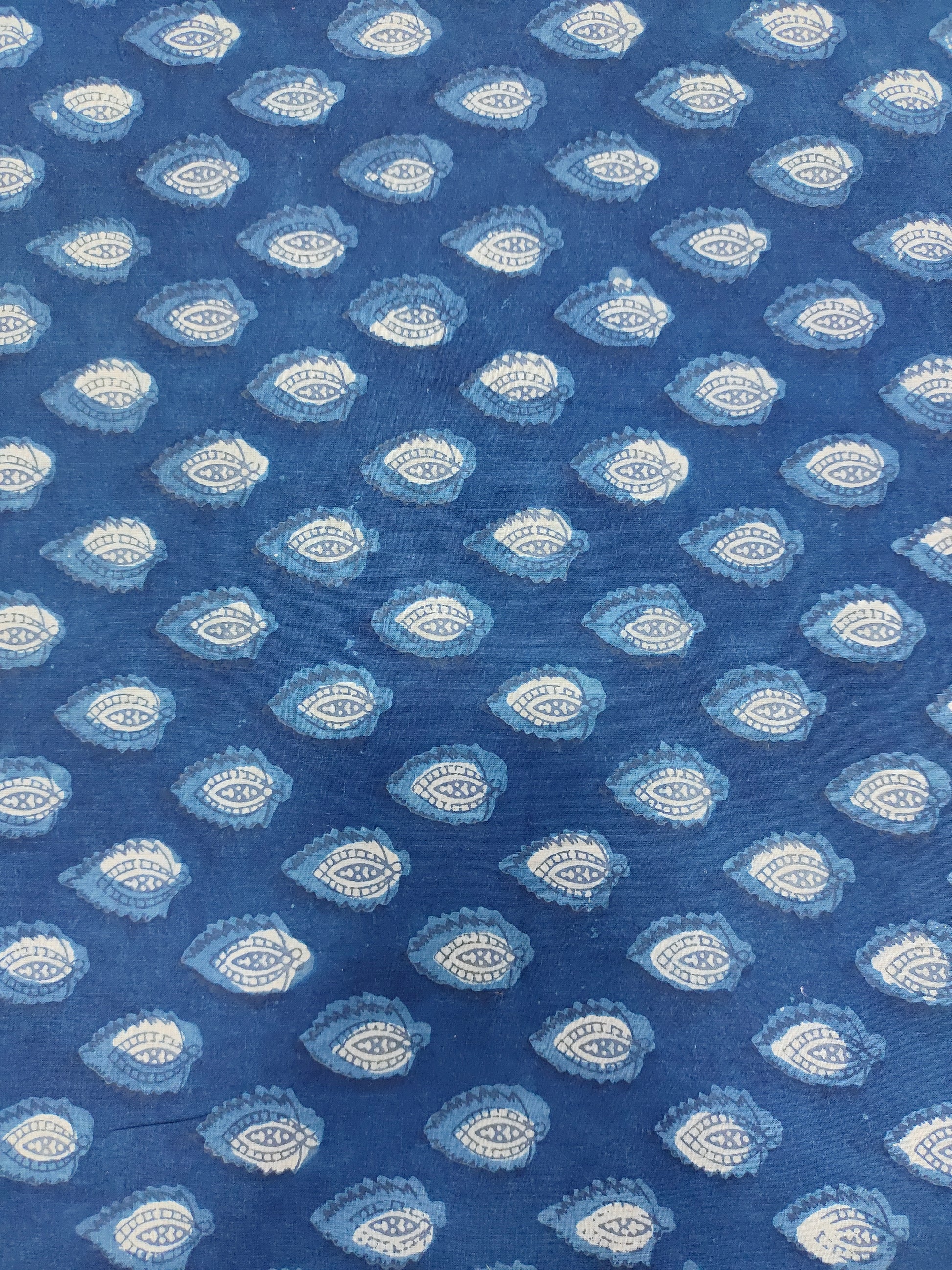 Indigo daboo leaves pattern hand block print.