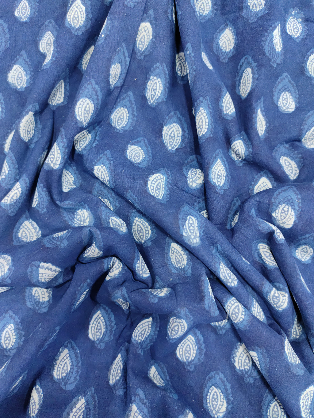 Indigo daboo leaves pattern hand block print.