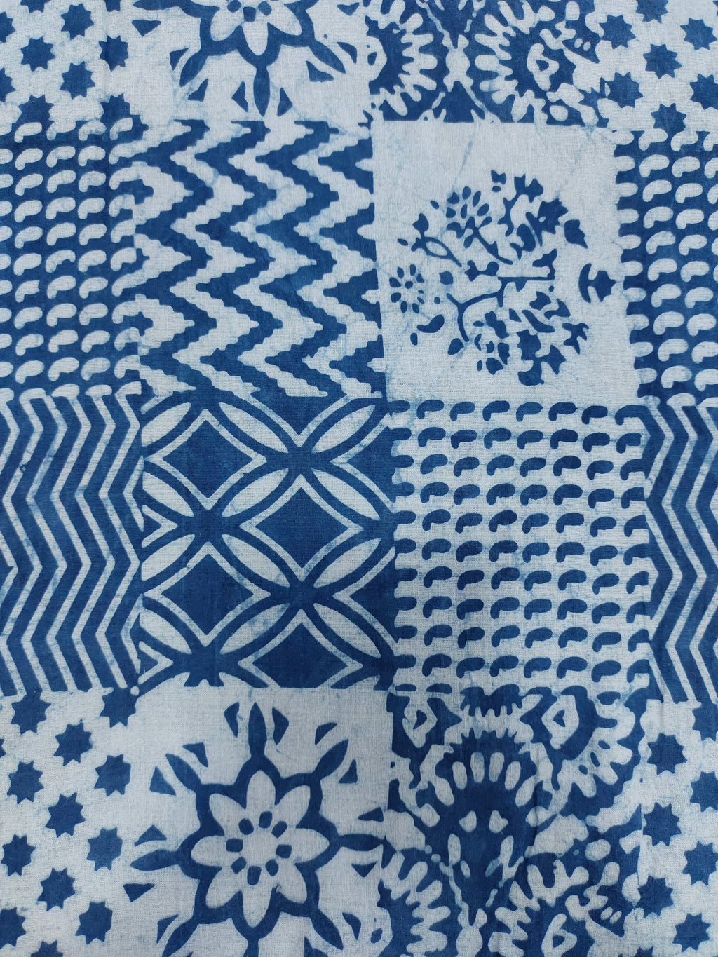 Indigo daboo hand blockrint with different designs.