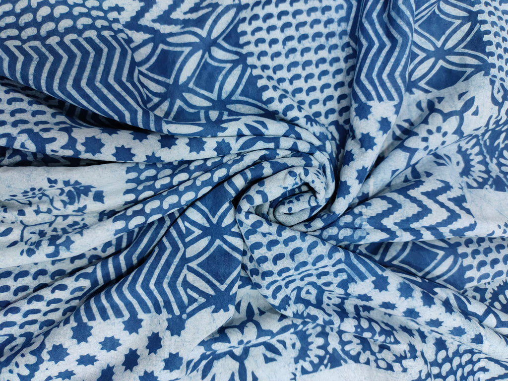 Indigo daboo hand blockrint with different designs.