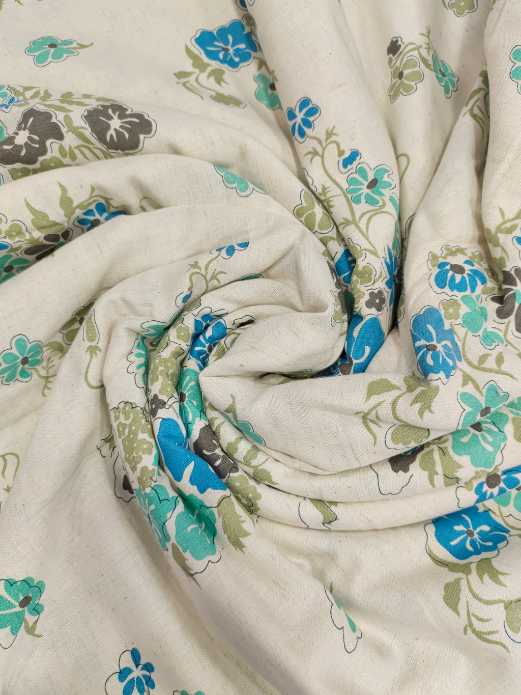 Cotton flex blue and green allover print