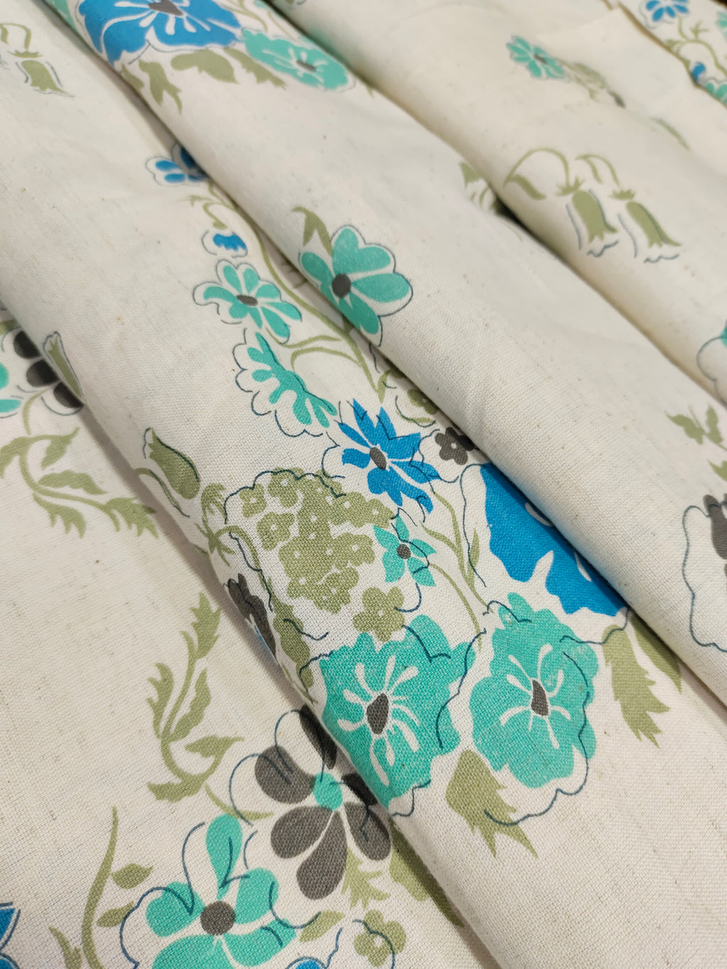 Cotton flex blue and green allover print