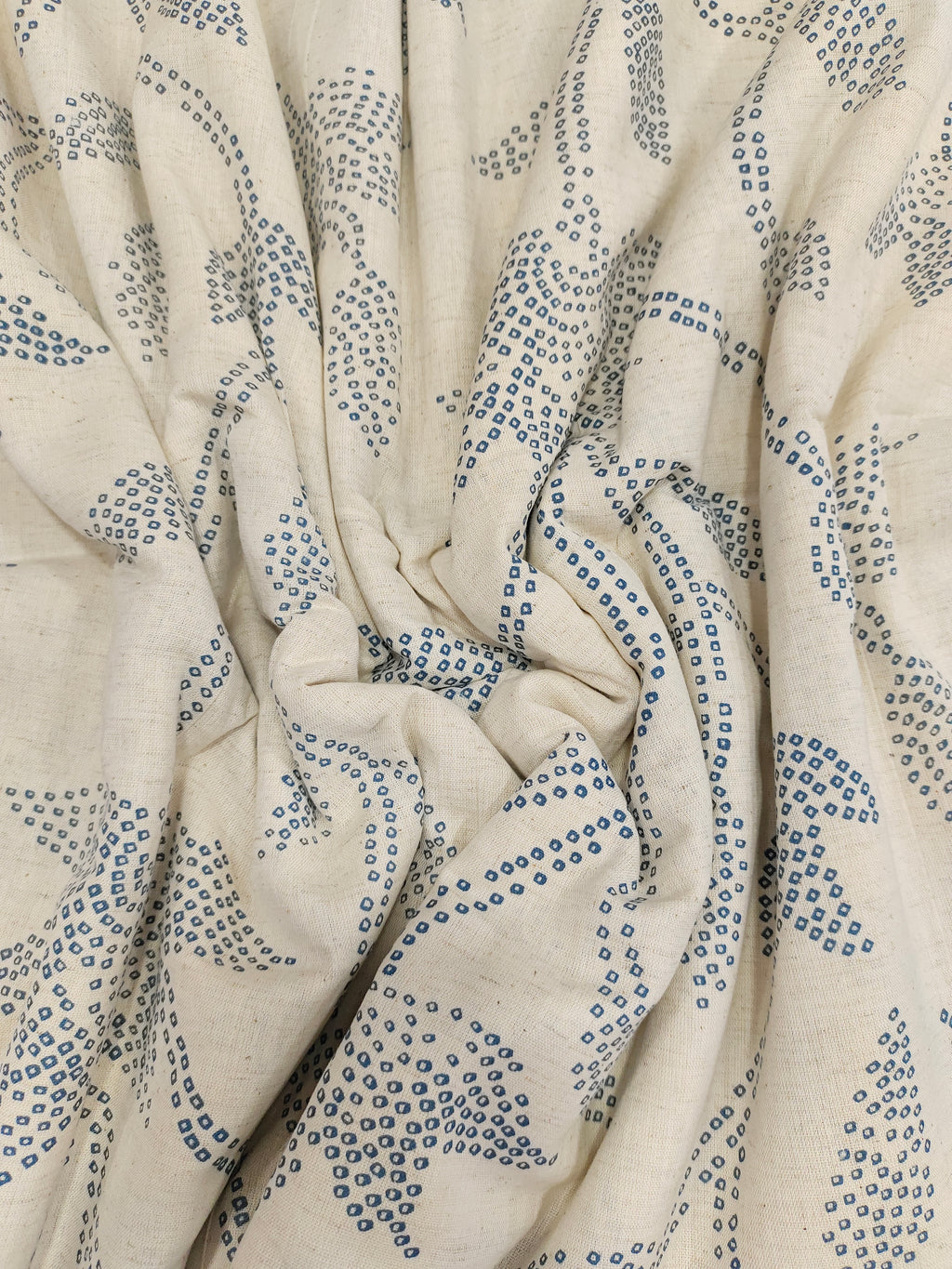 Flex cotton  with blue print with small dots