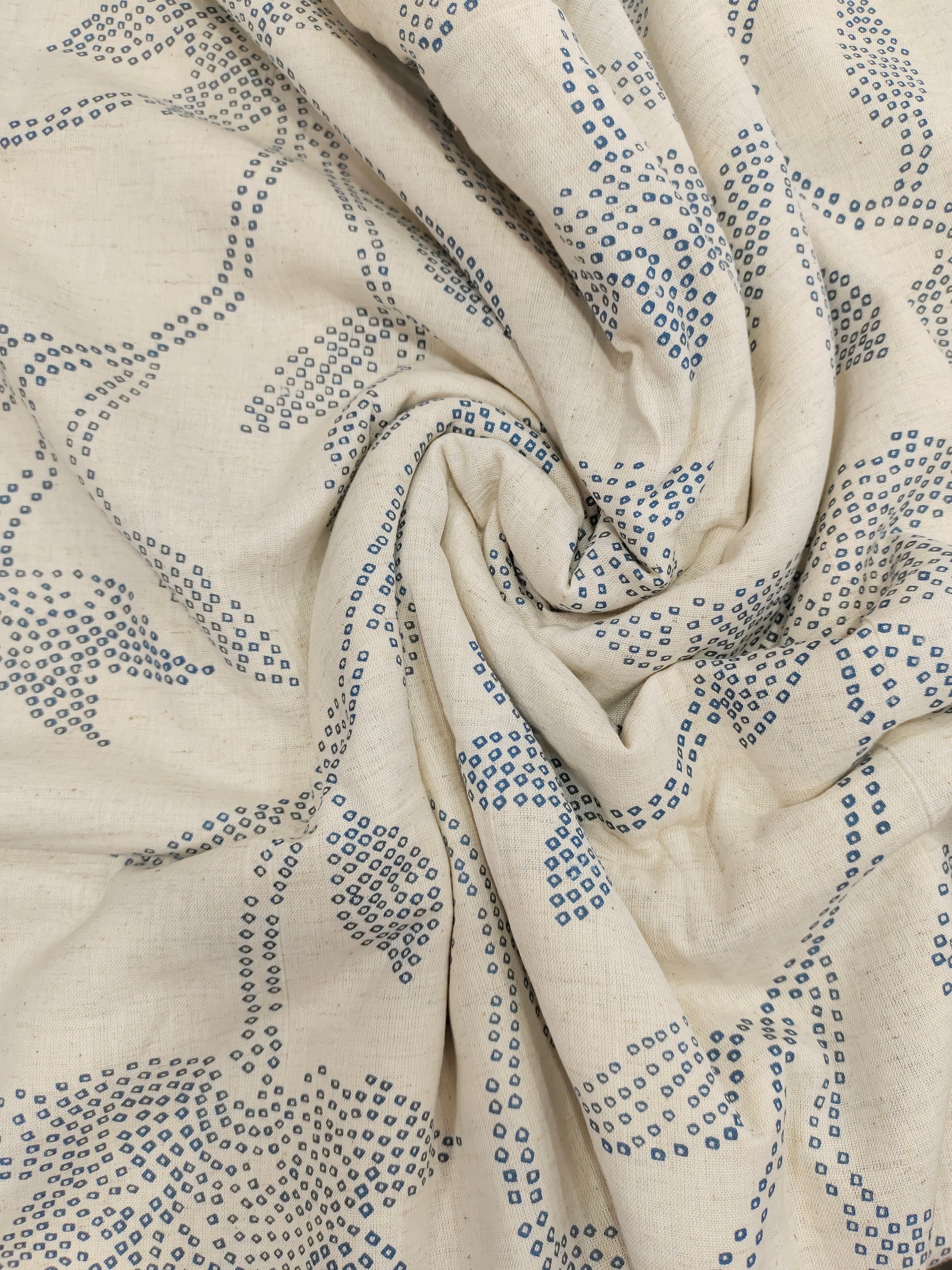 Flex cotton  with blue print with small dots