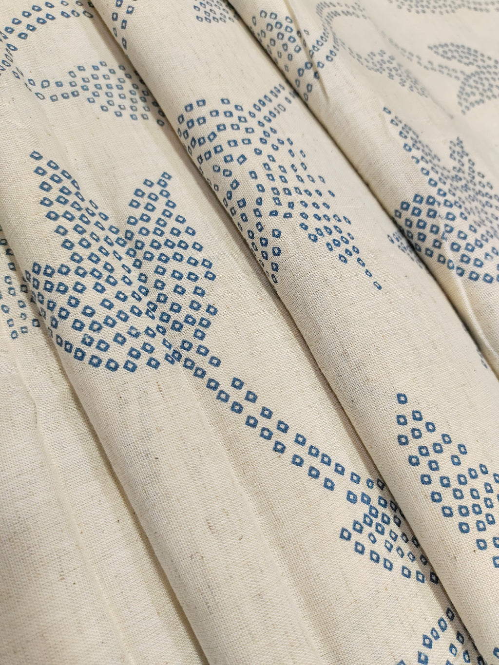 Flex cotton  with blue print with small dots