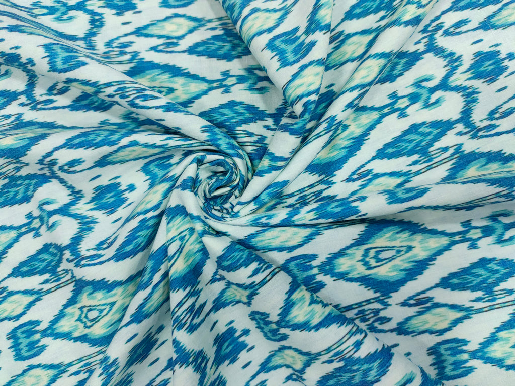 Cotton digital print with with 2 shades of blue.