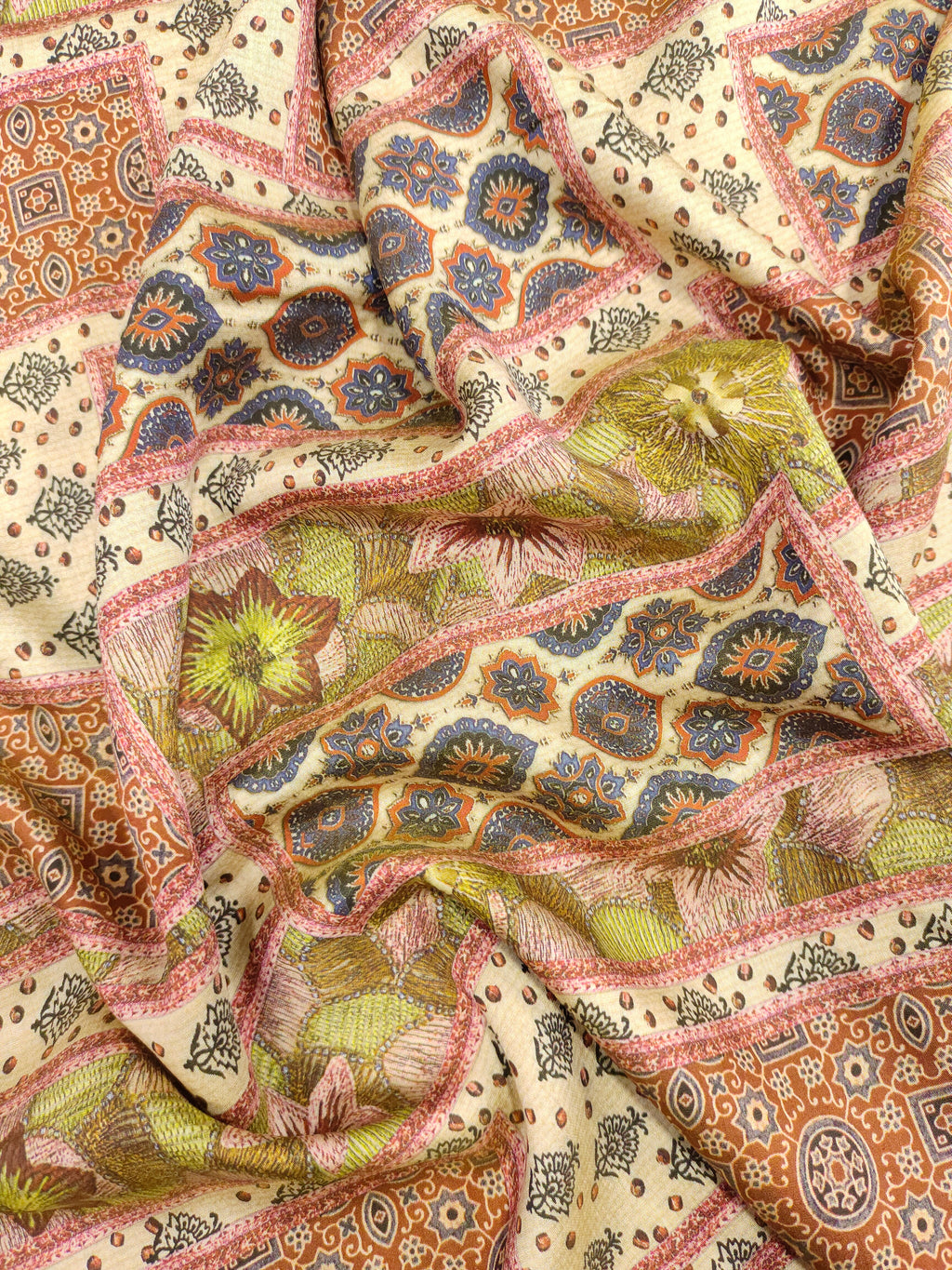 Chanderi digital print with abstract design.