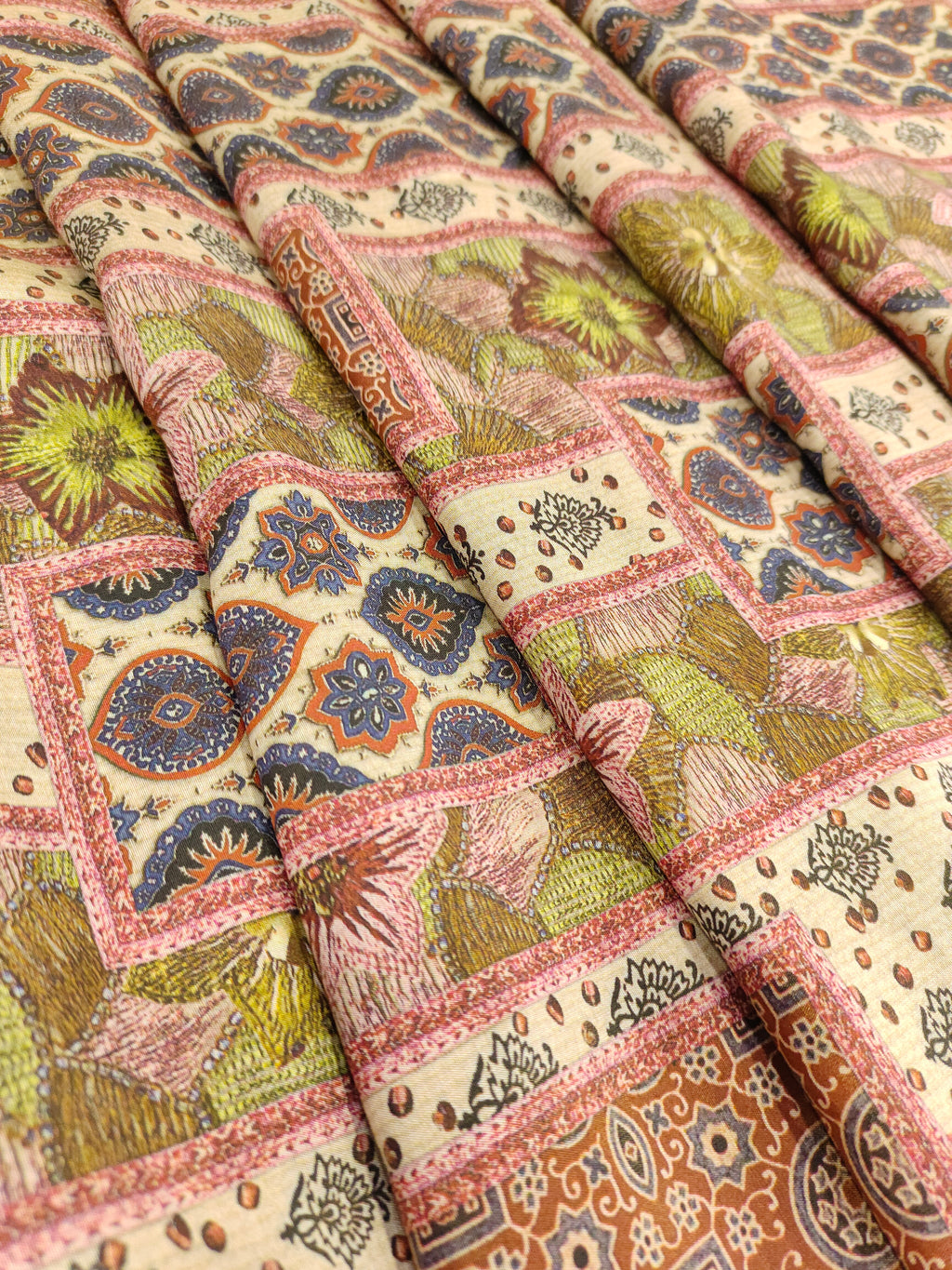 Chanderi digital print with abstract design.