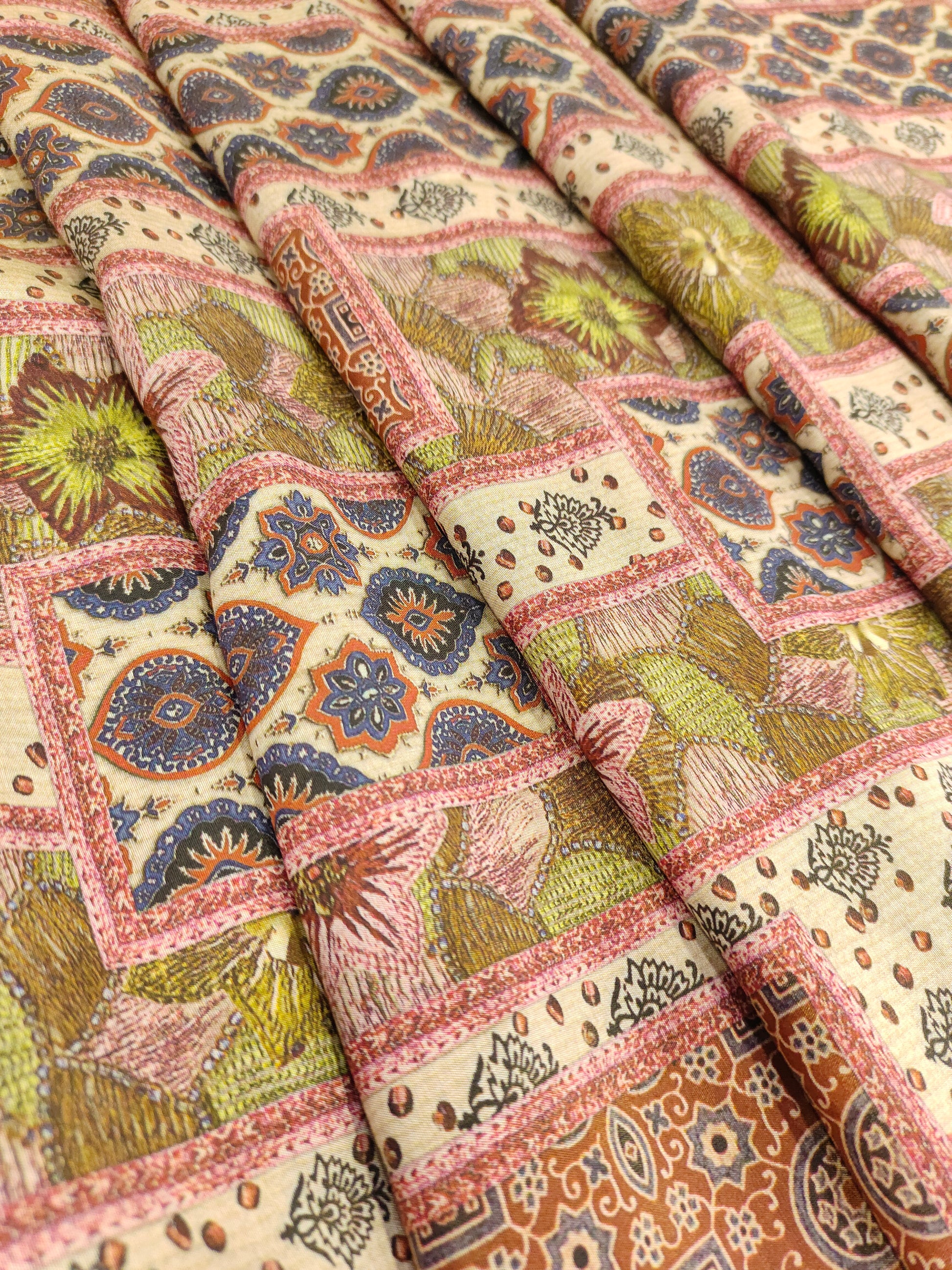 Chanderi digital print with abstract design.