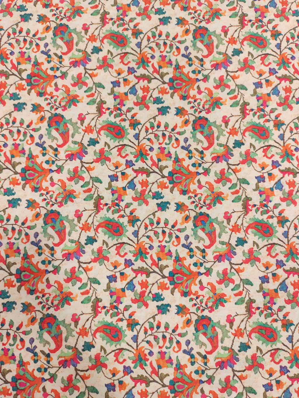 Cotton cream base digital print with red and green.