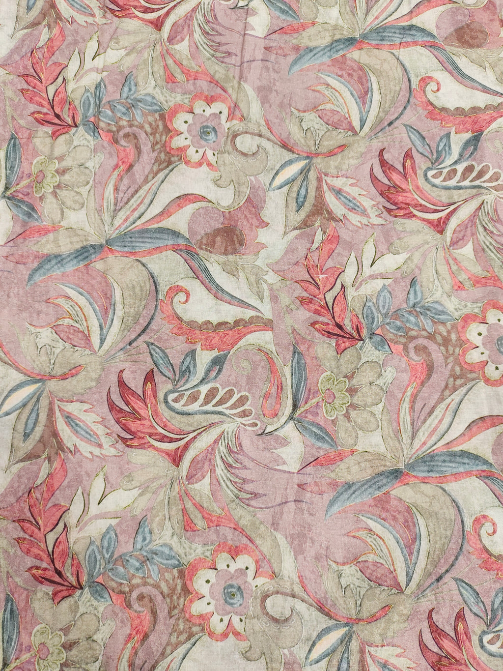 Cotton digital print with blu and tomato jaal print.