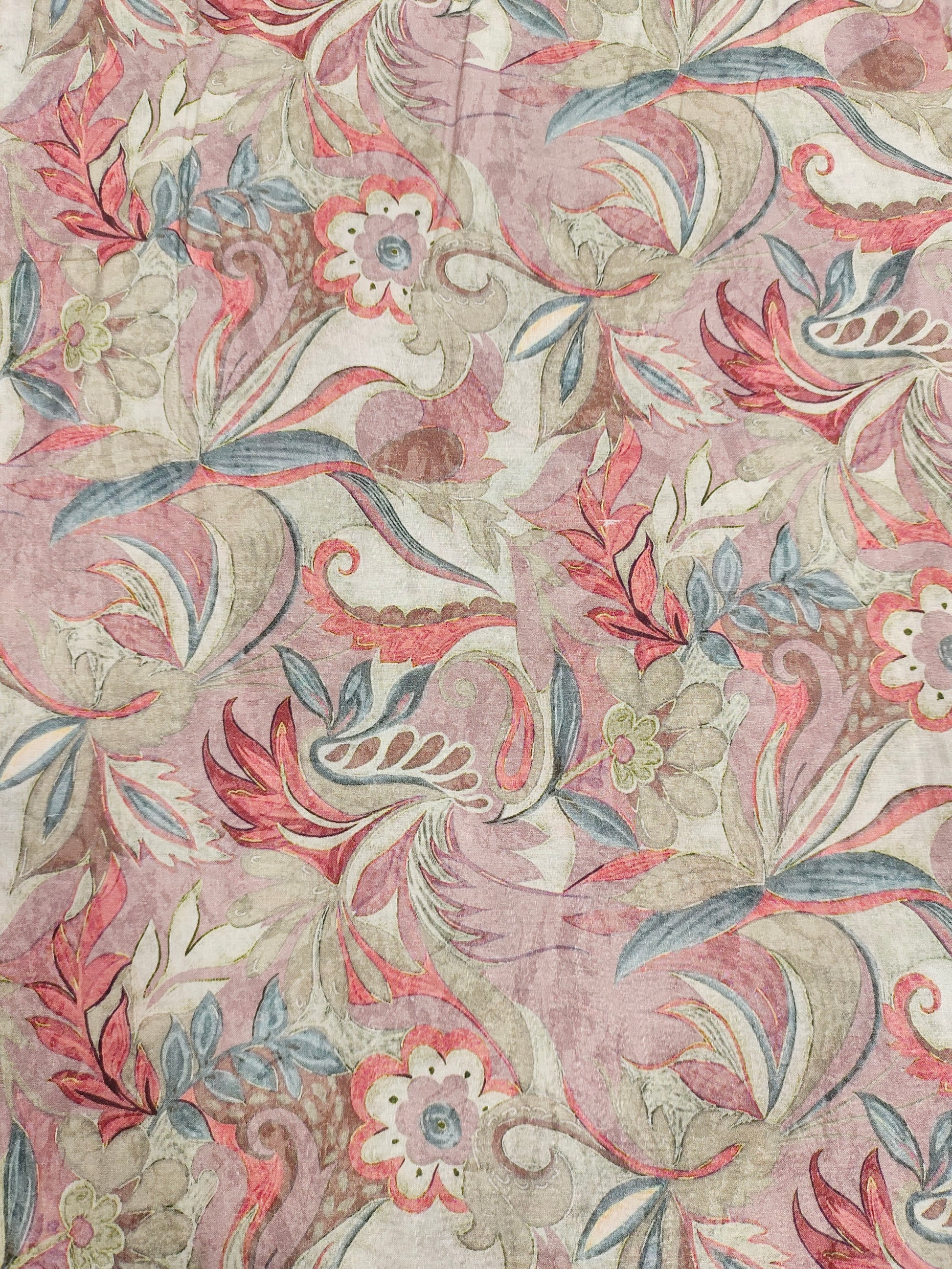 Cotton digital print with blu and tomato jaal print.