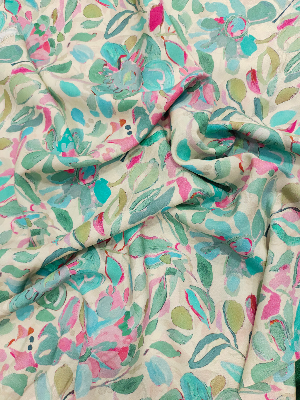 Modal silk digital print in pista green.