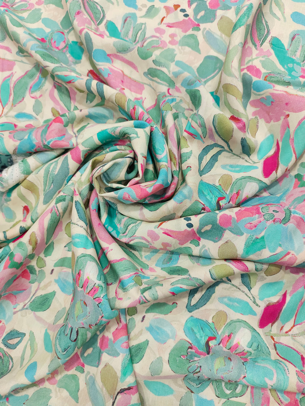 Modal silk digital print in pista green.