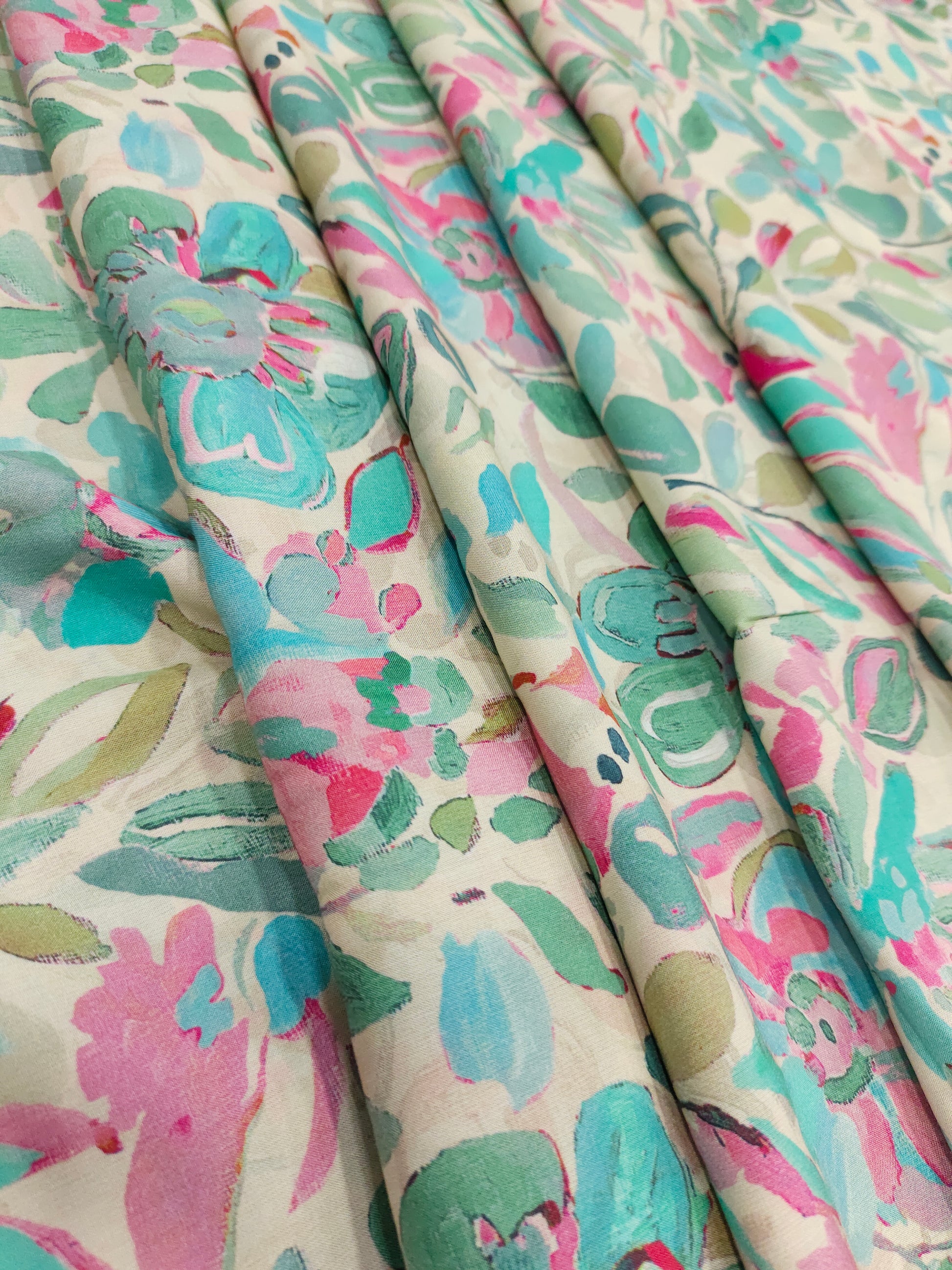 Modal silk digital print in pista green.