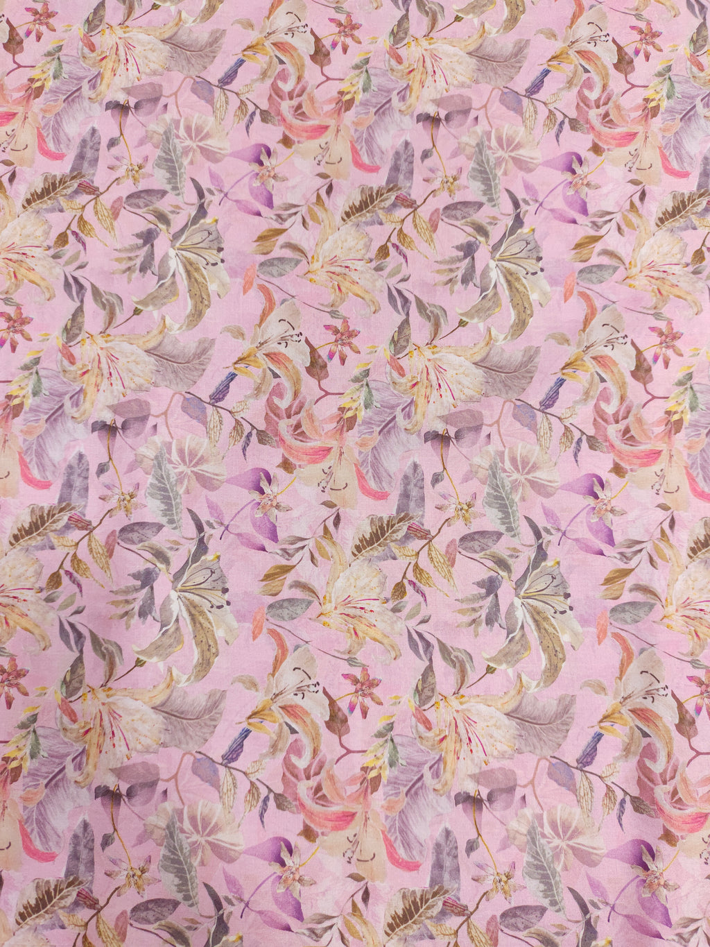 Pink allover digital print with grey beige and peach.