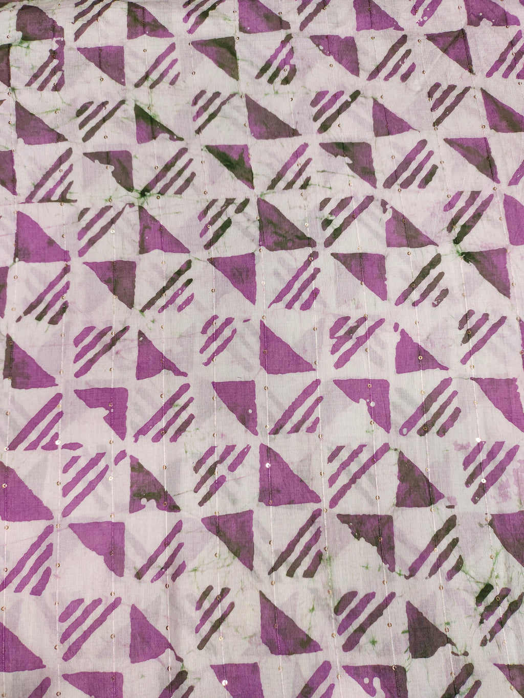 Chanderi silk purple batiq print with sequins