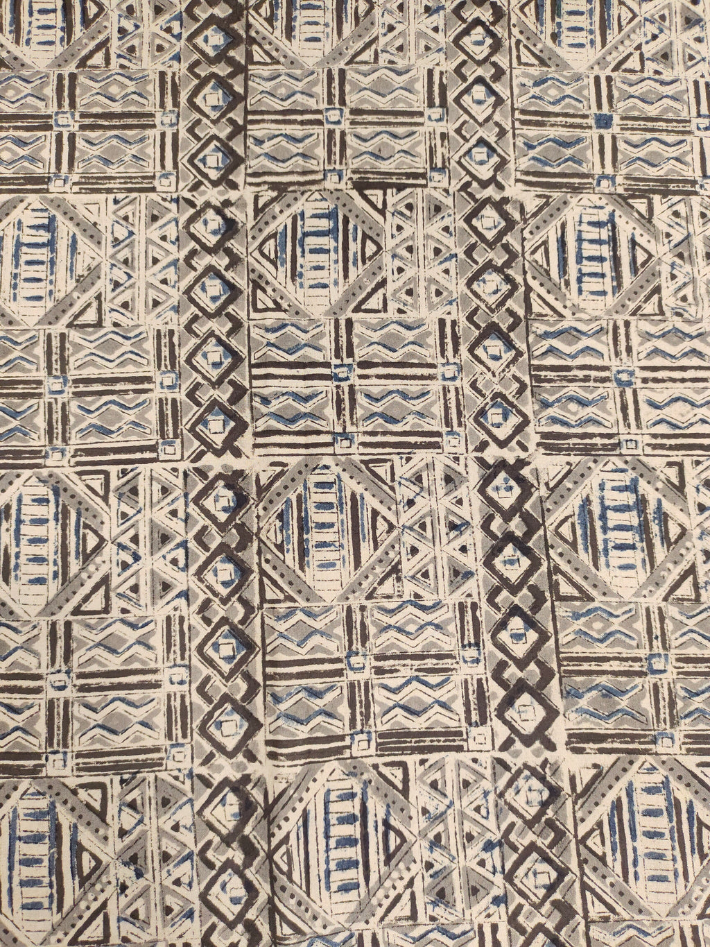 Grey and black abstract kalamkari print.