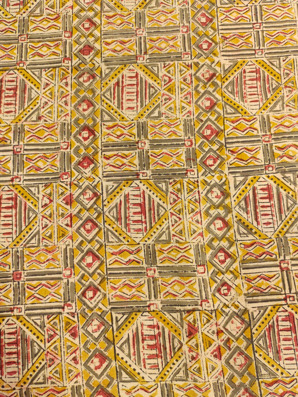 Mustard abstract print kalamkari.