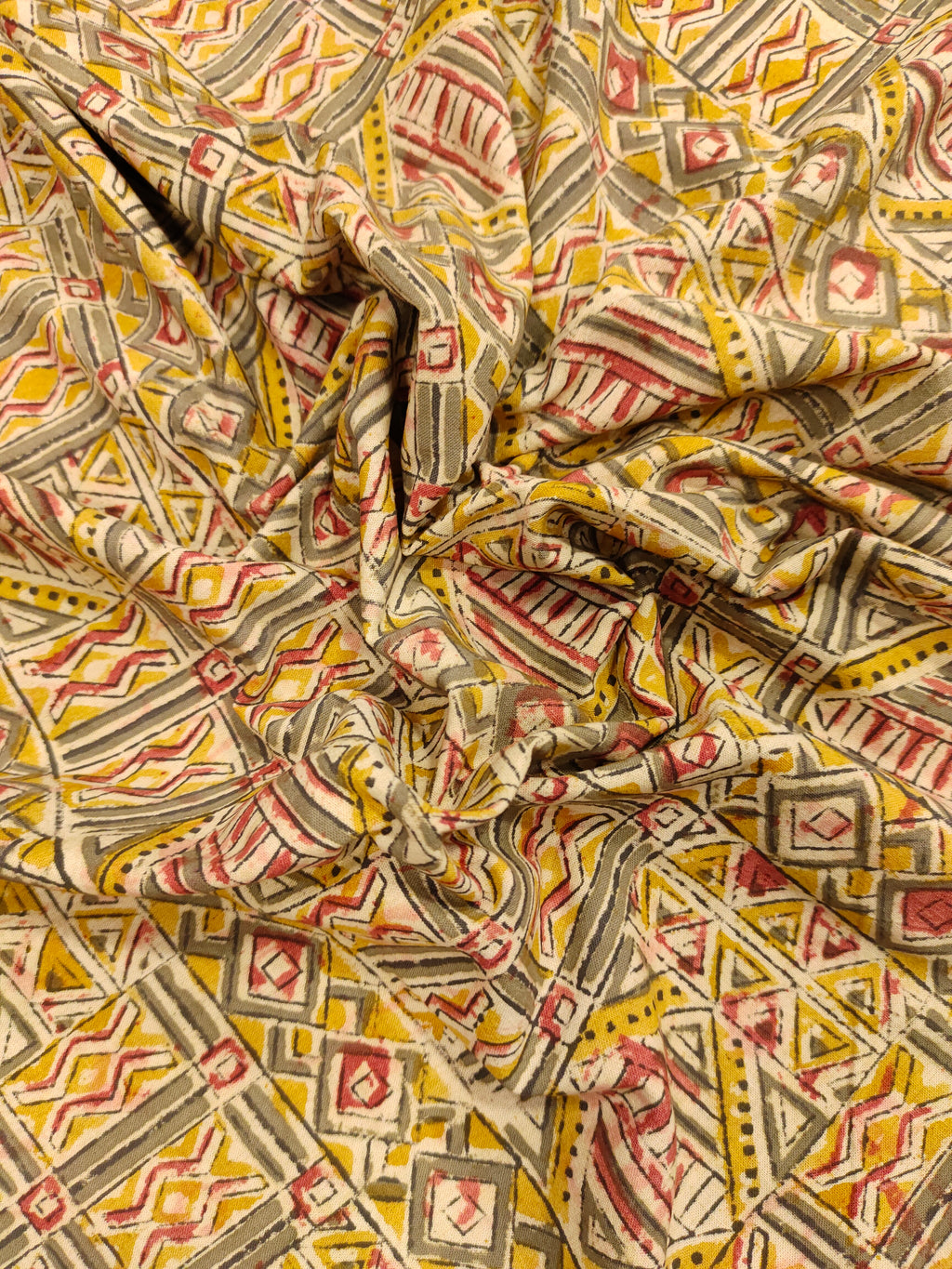 Mustard abstract print kalamkari.