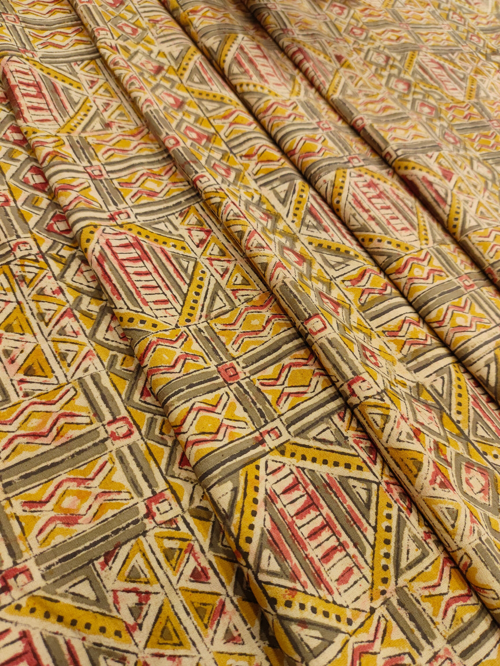 Mustard abstract print kalamkari.