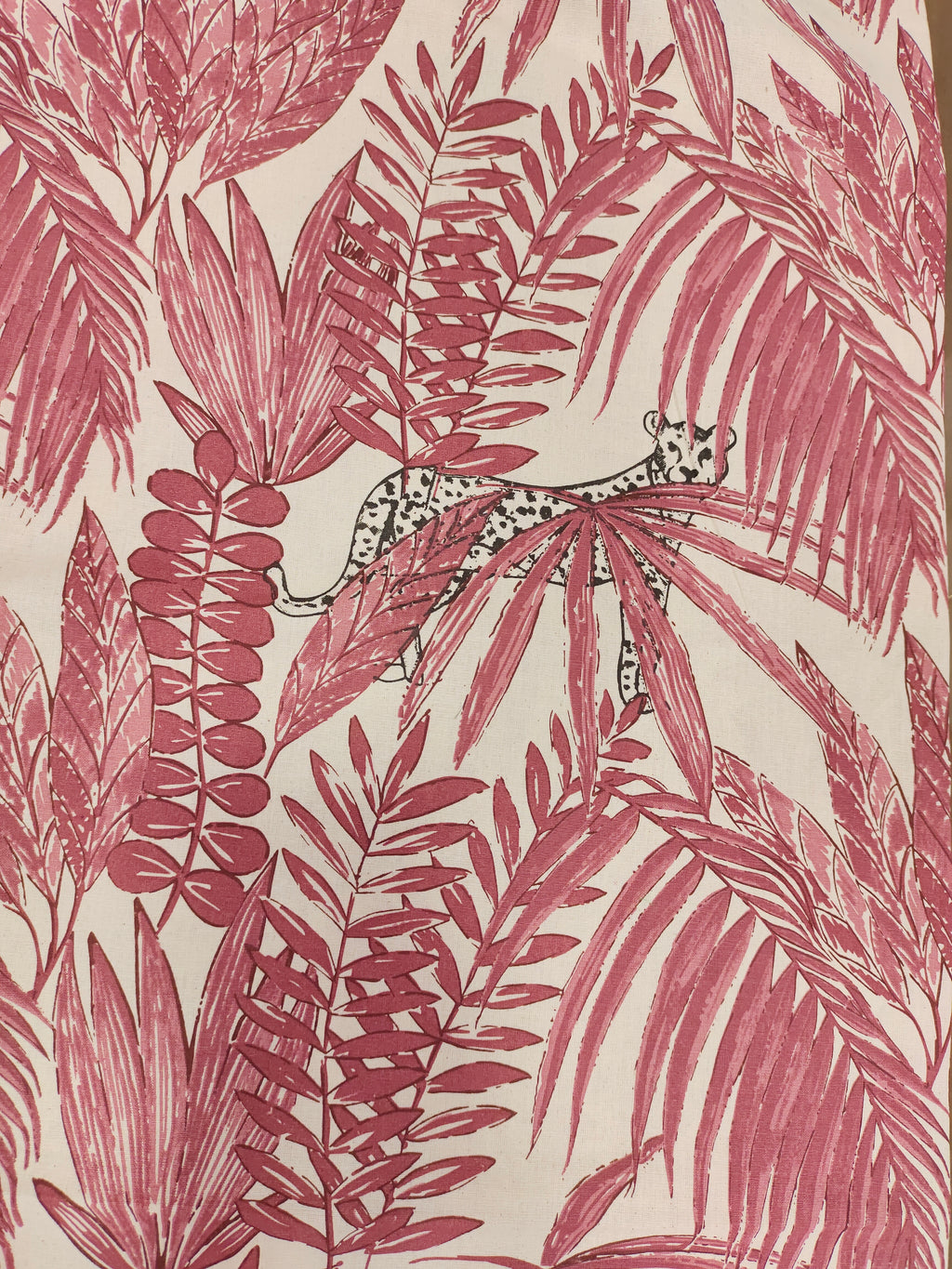 Light maroon cotton flex jungle print.