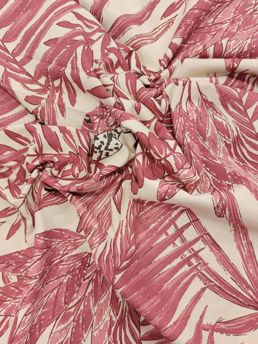 Light maroon cotton flex jungle print.