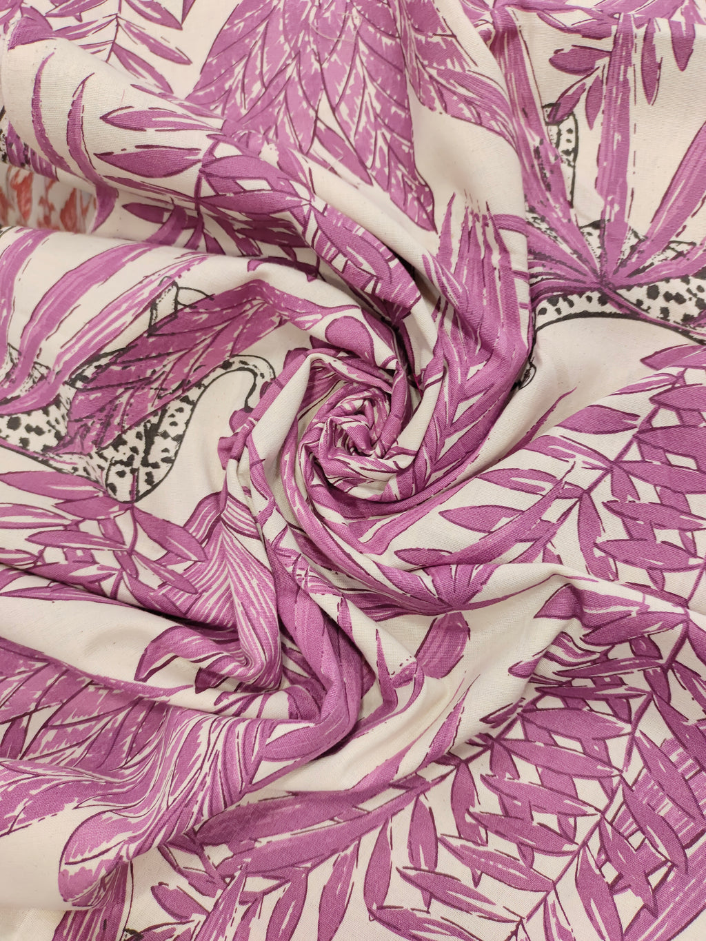 Flex cotton jungle print in lavender color