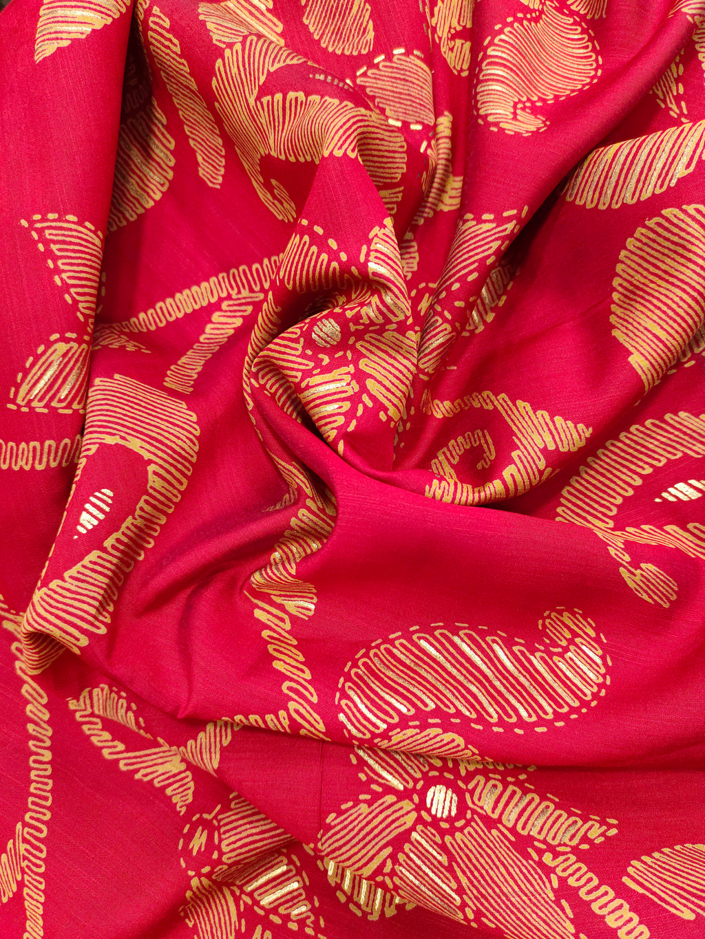 Anya silk red color disharge foil print