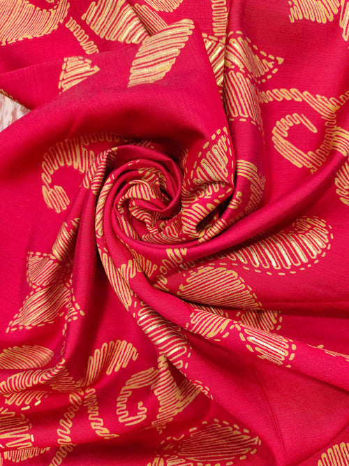 Anya silk red color disharge foil print