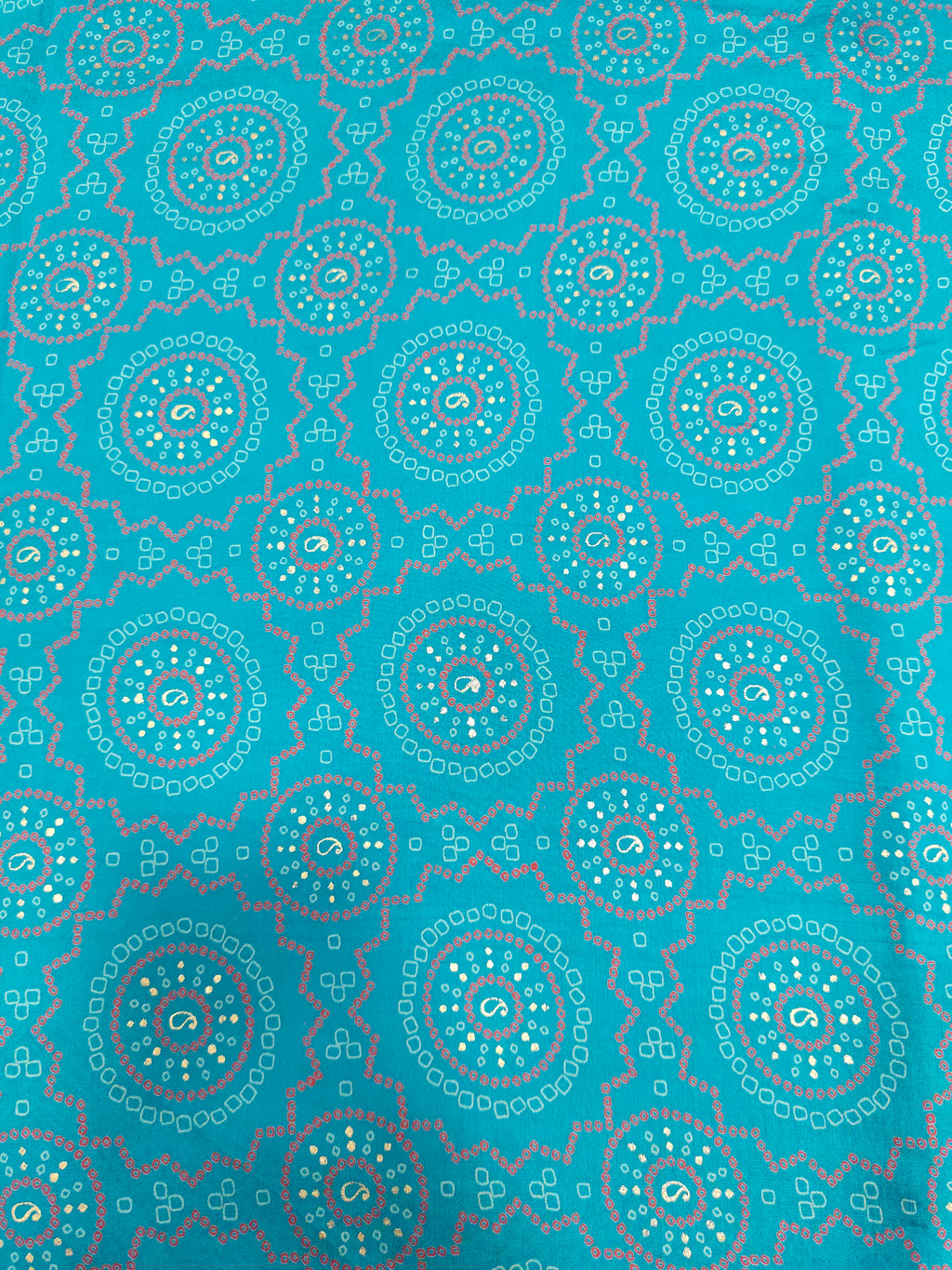 Blue chanderi fabric digital print ad gold foile.