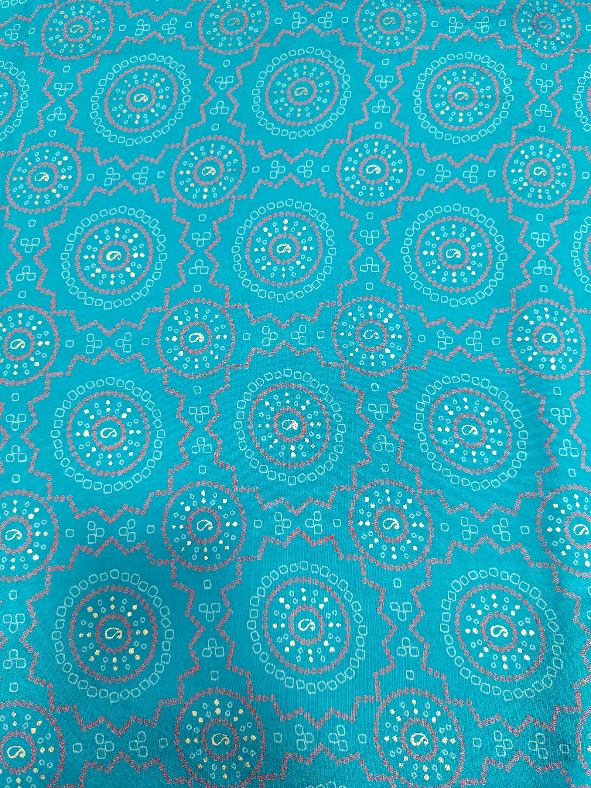 Blue chanderi fabric digital print ad gold foile.