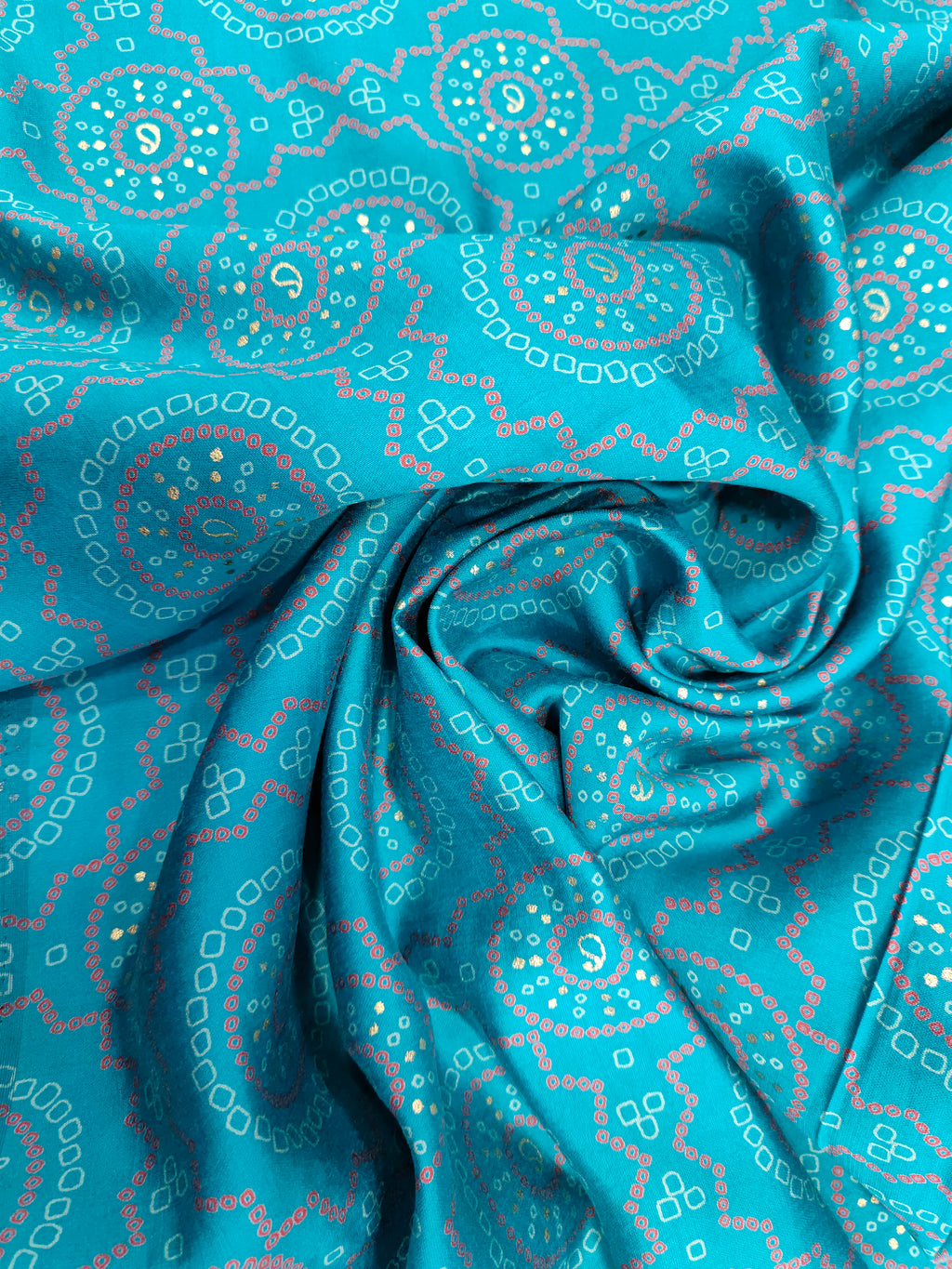 Blue chanderi fabric digital print ad gold foile.
