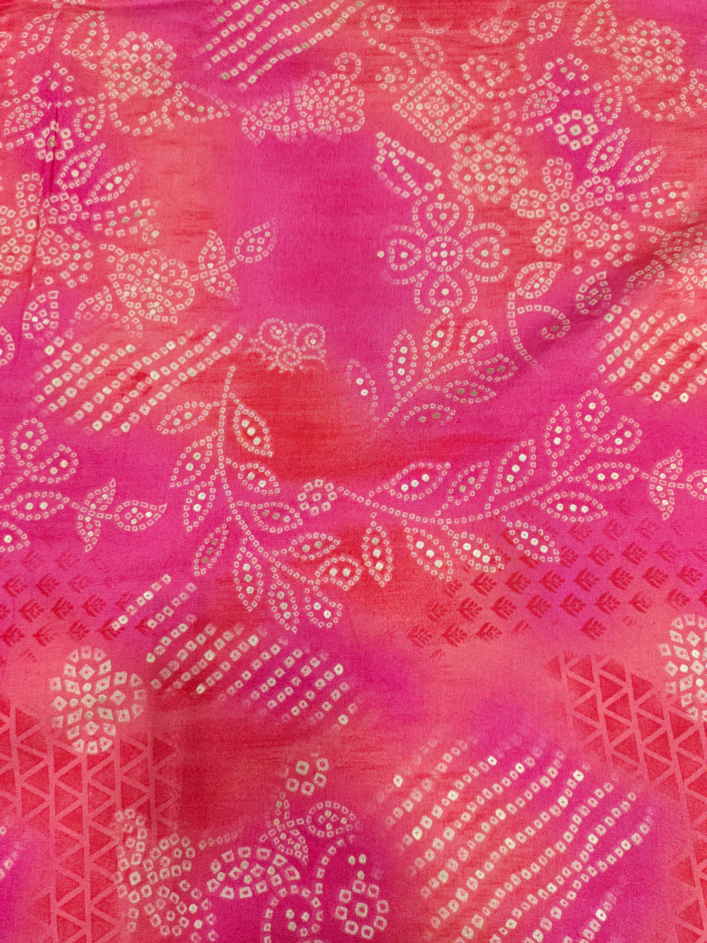 Modal chanderi pink color with digital foil print