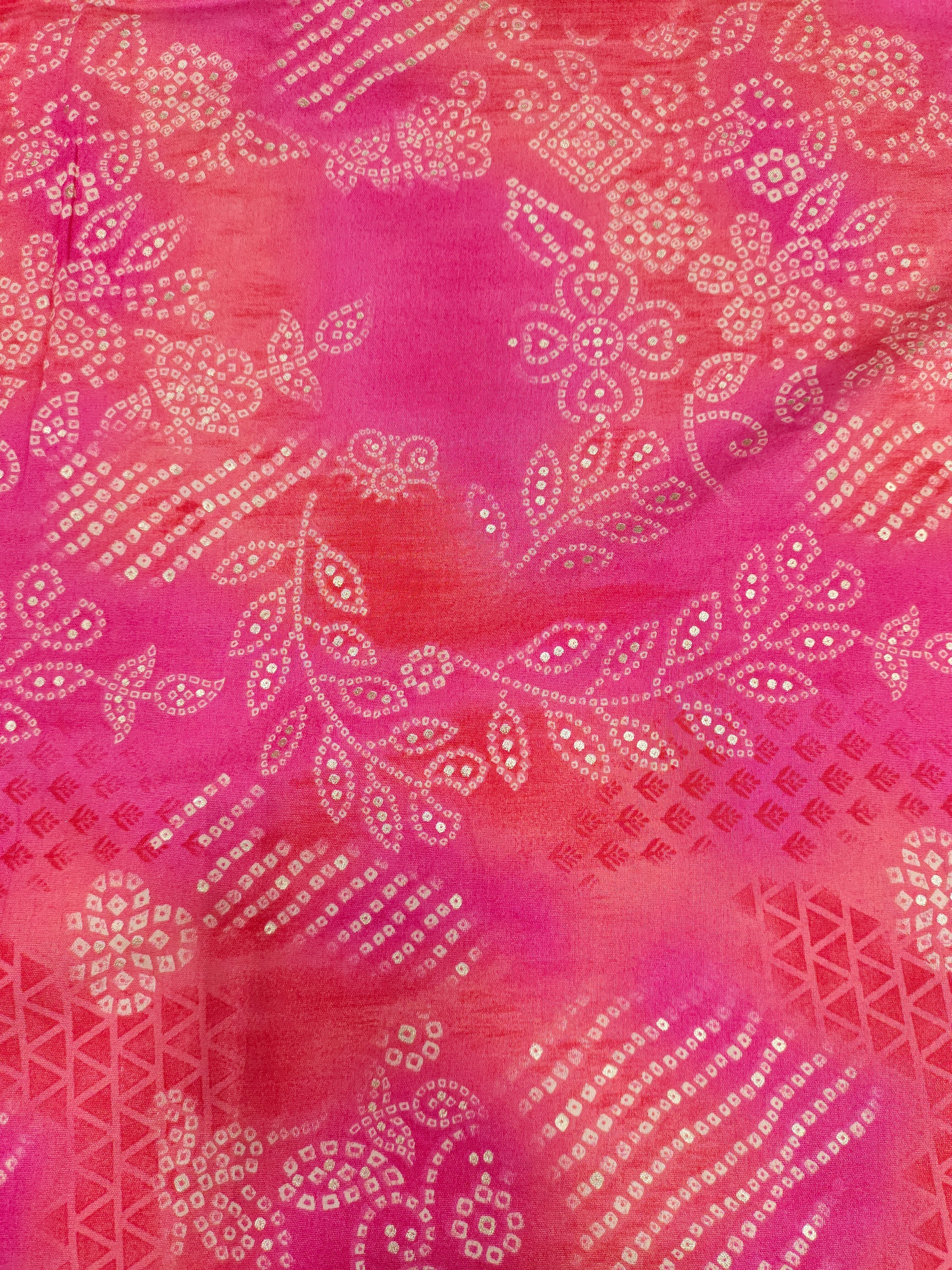 Modal chanderi pink color with digital foil print