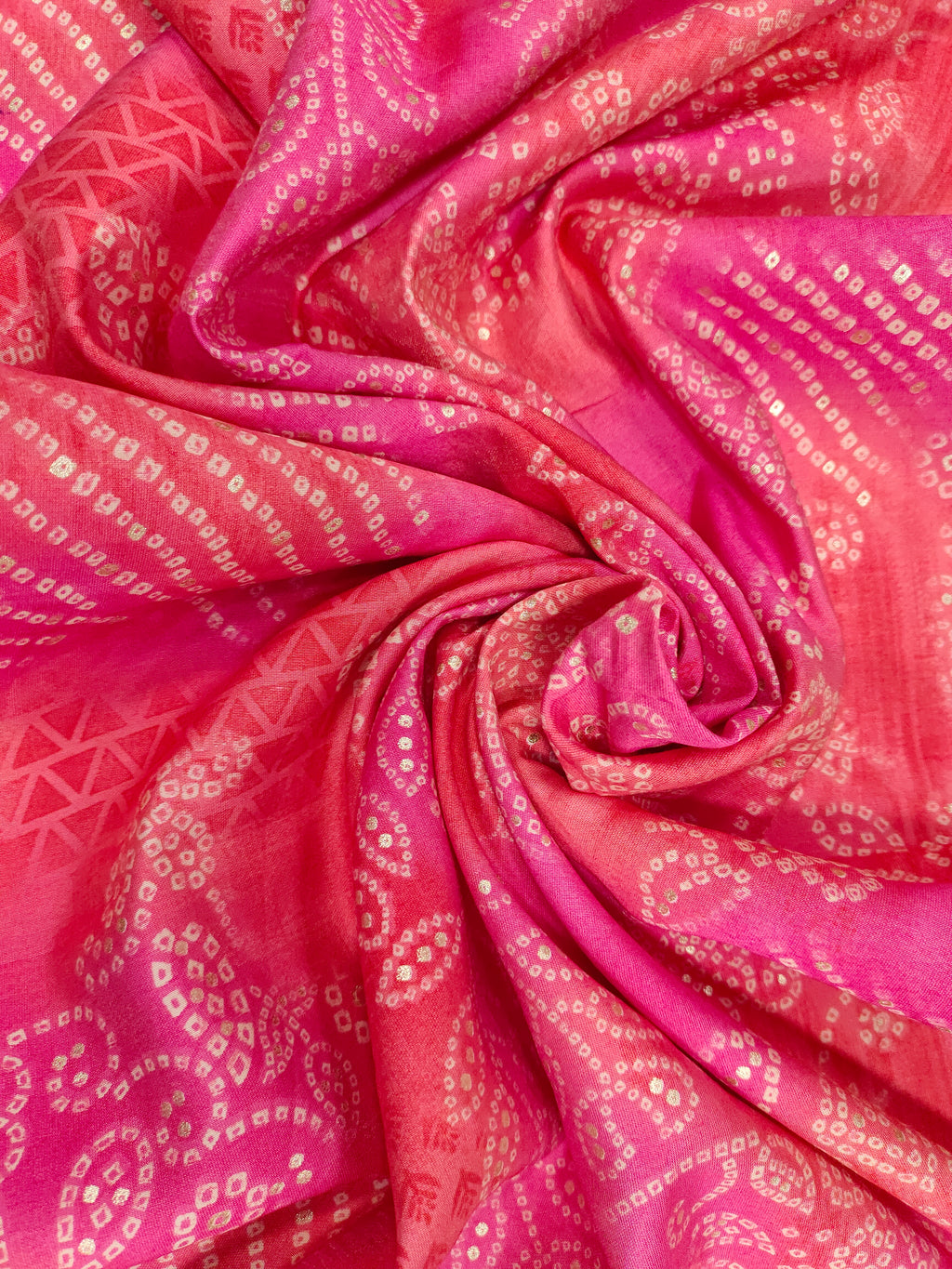 Modal chanderi pink color with digital foil print