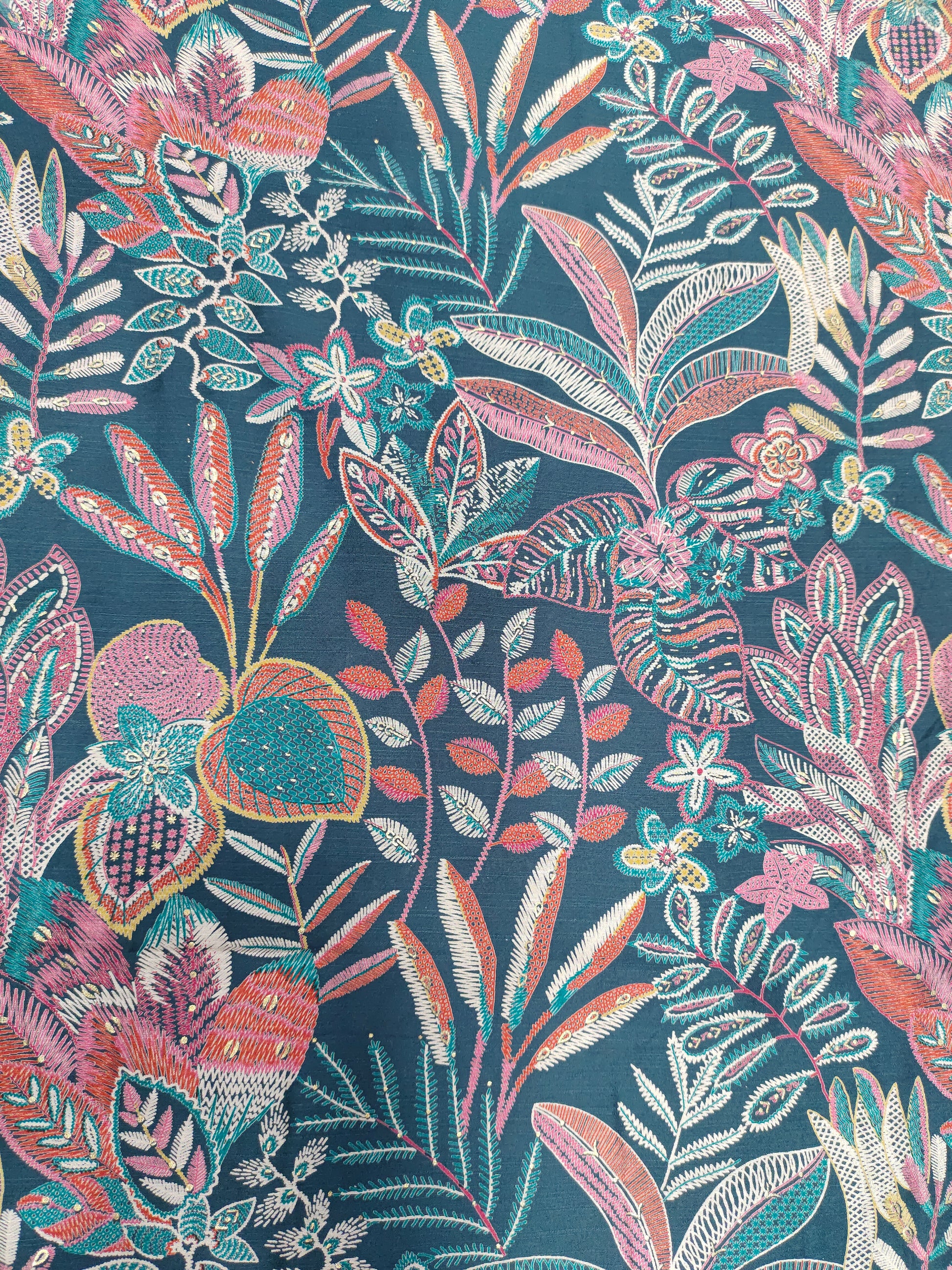 Avani silk discharge print in blue color.