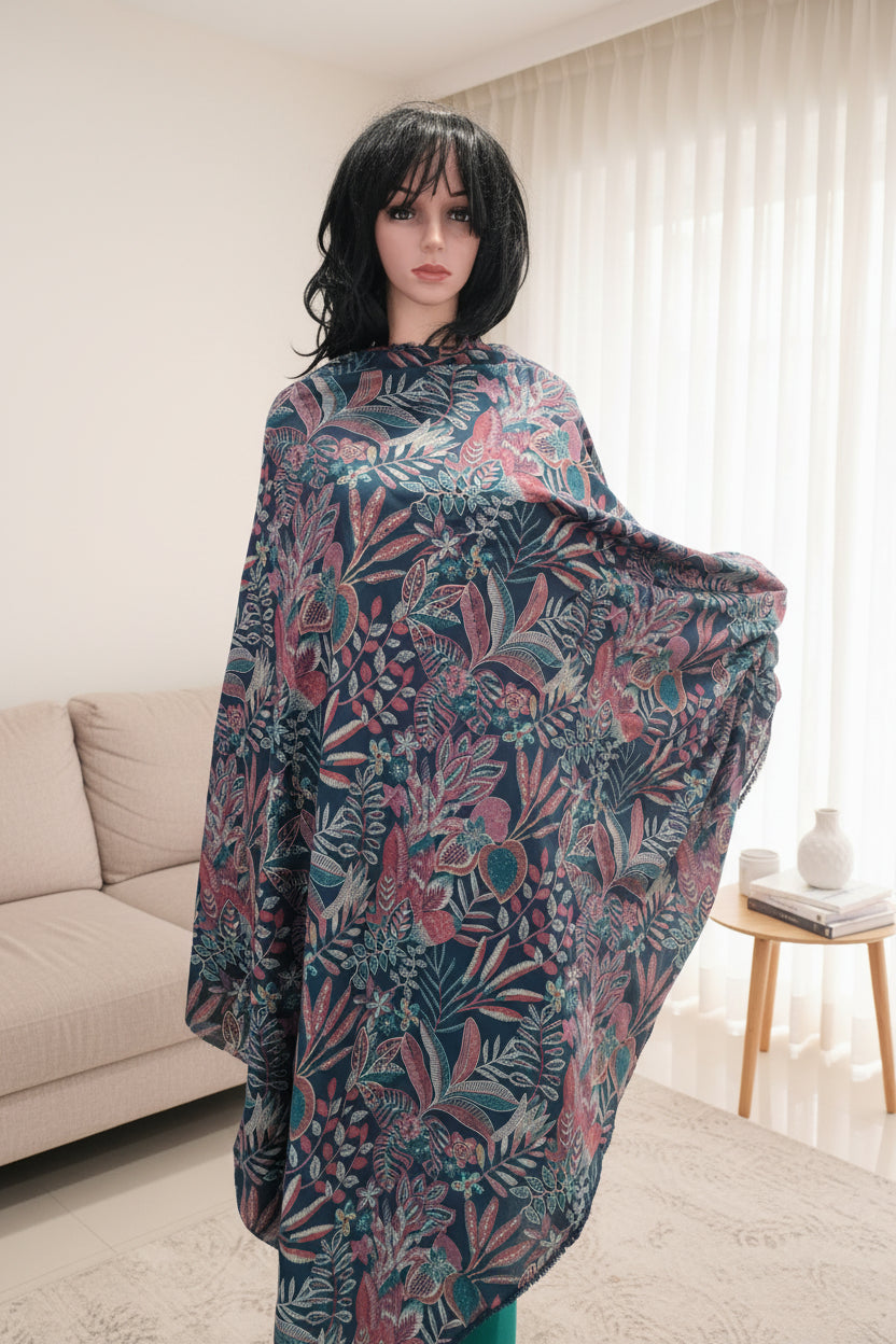 Avani silk discharge print in blue color.